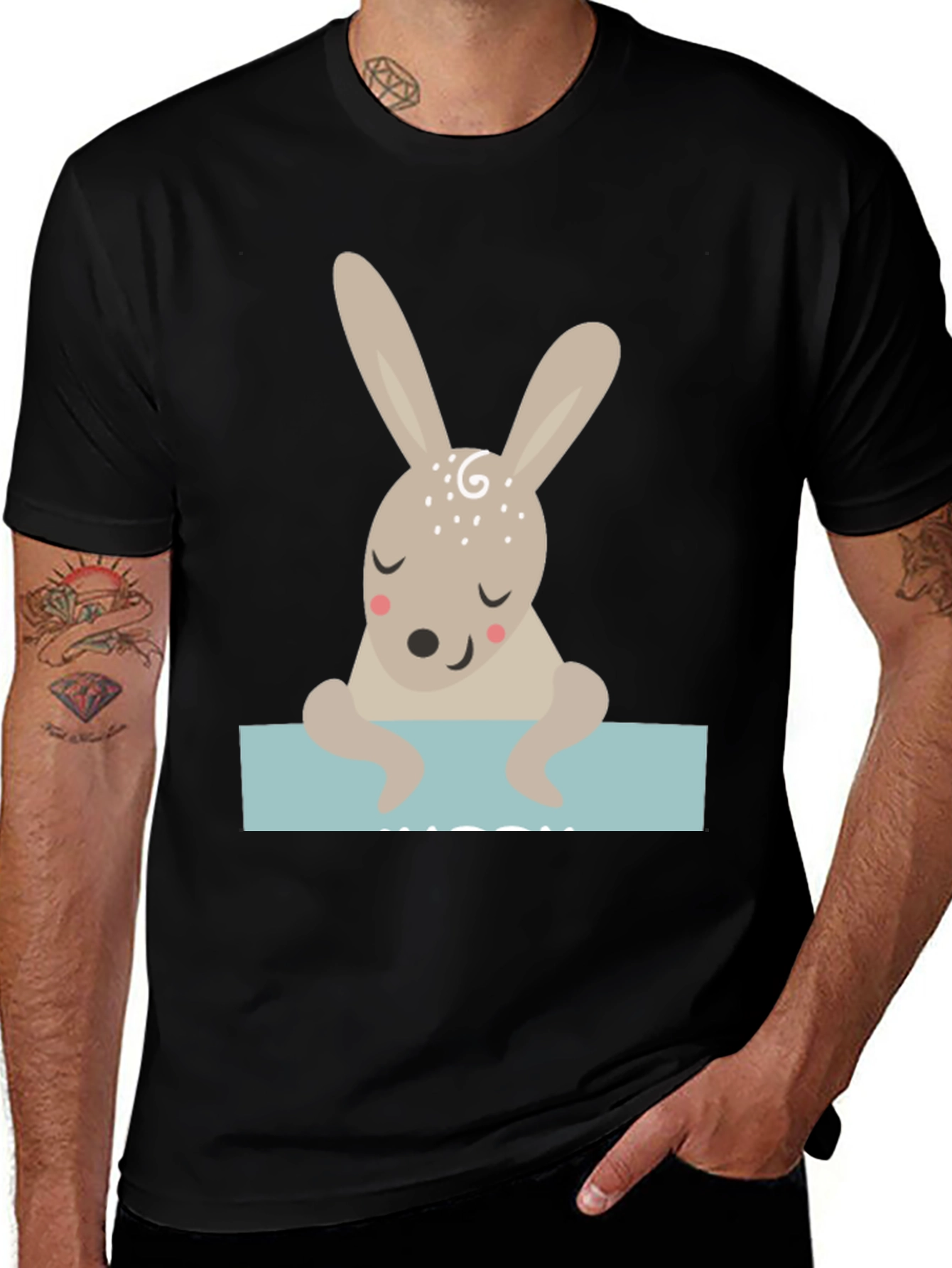 Variant 3 of Cute Bunny Graphic Tee - Unisex Black T-Shirt