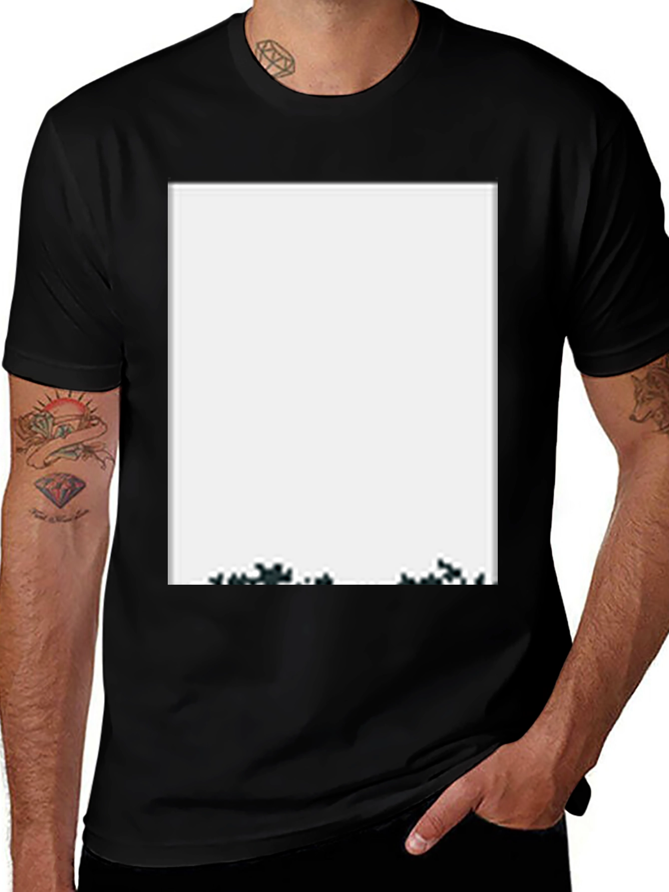 Variant 28 of Black Crew Neck T-Shirt with Custom Print Area