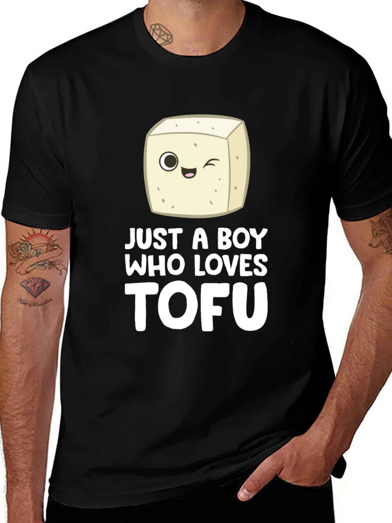 Just A Boy Who Loves Tofu Black T-Shirt