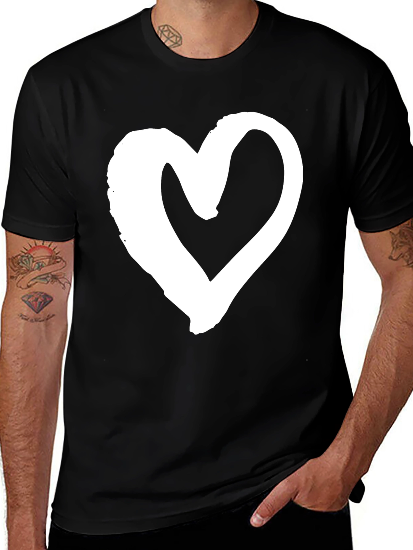 Variant 2 of Heart Graphic Tee - Casual Black T-Shirt