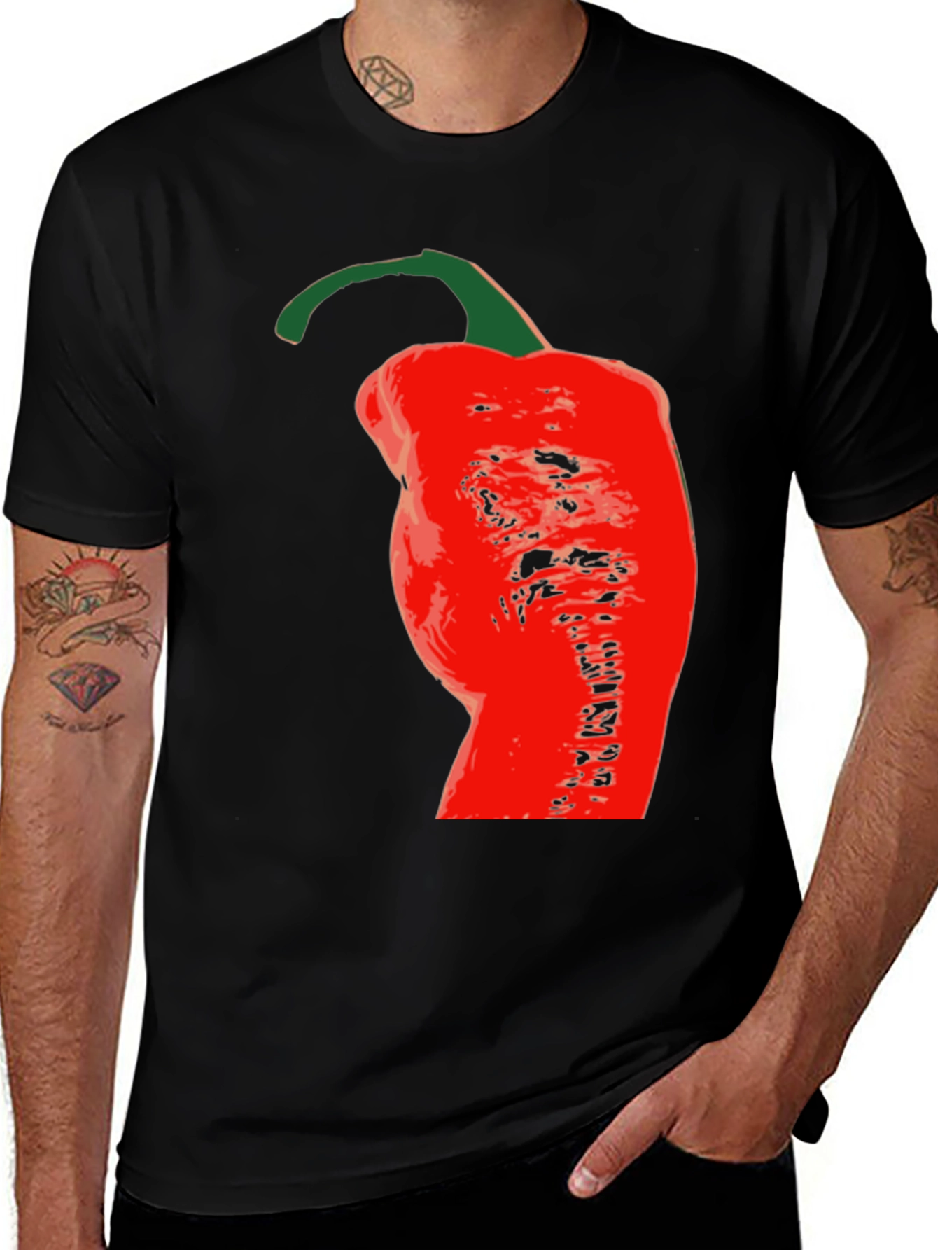 Variant 7 of Red Hot Chili Pepper Graphic Tee - Black Cotton T-Shirt