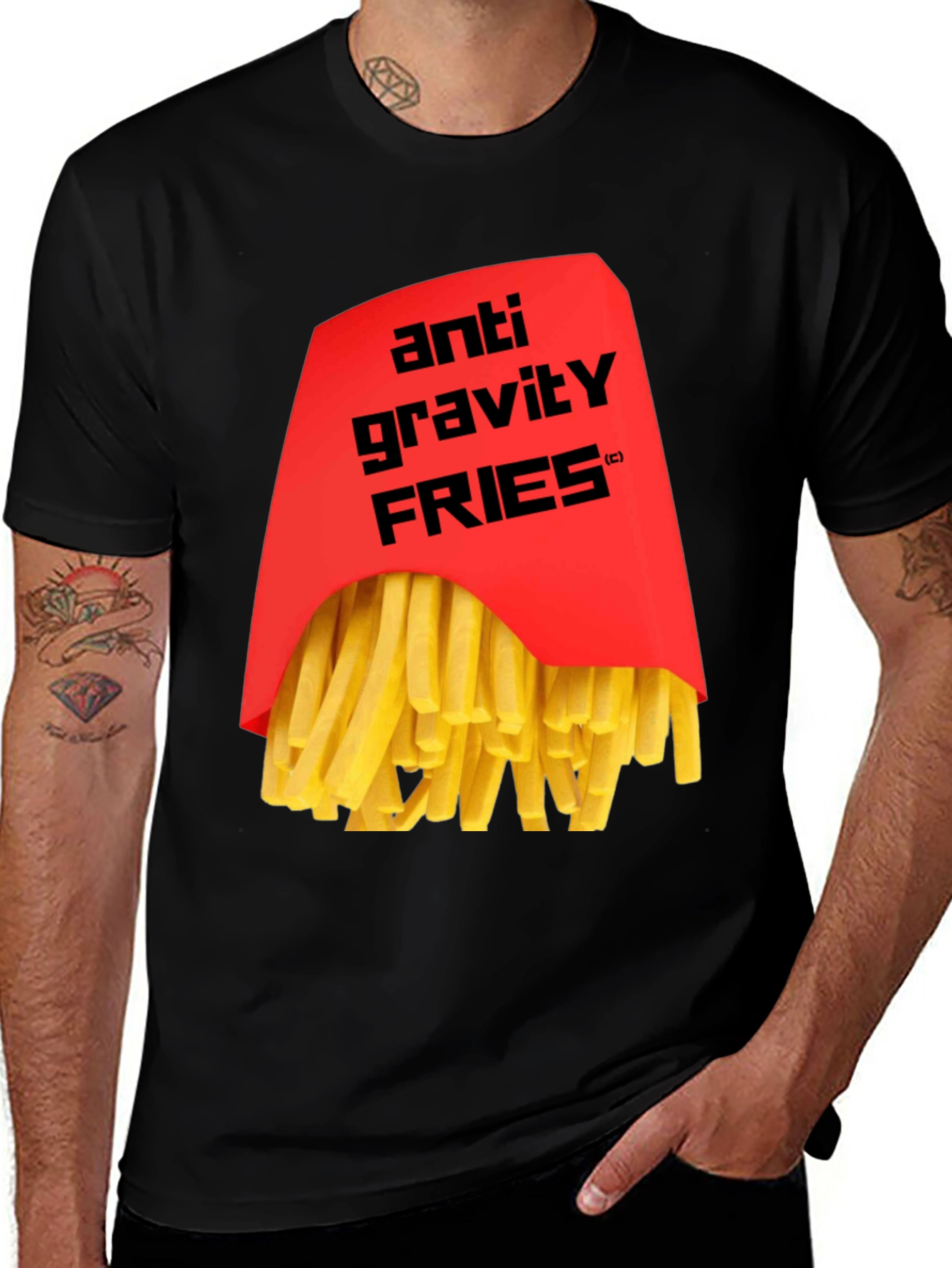 Variant 20 of Anti Gravity Fries Graphic T-Shirt - Black
