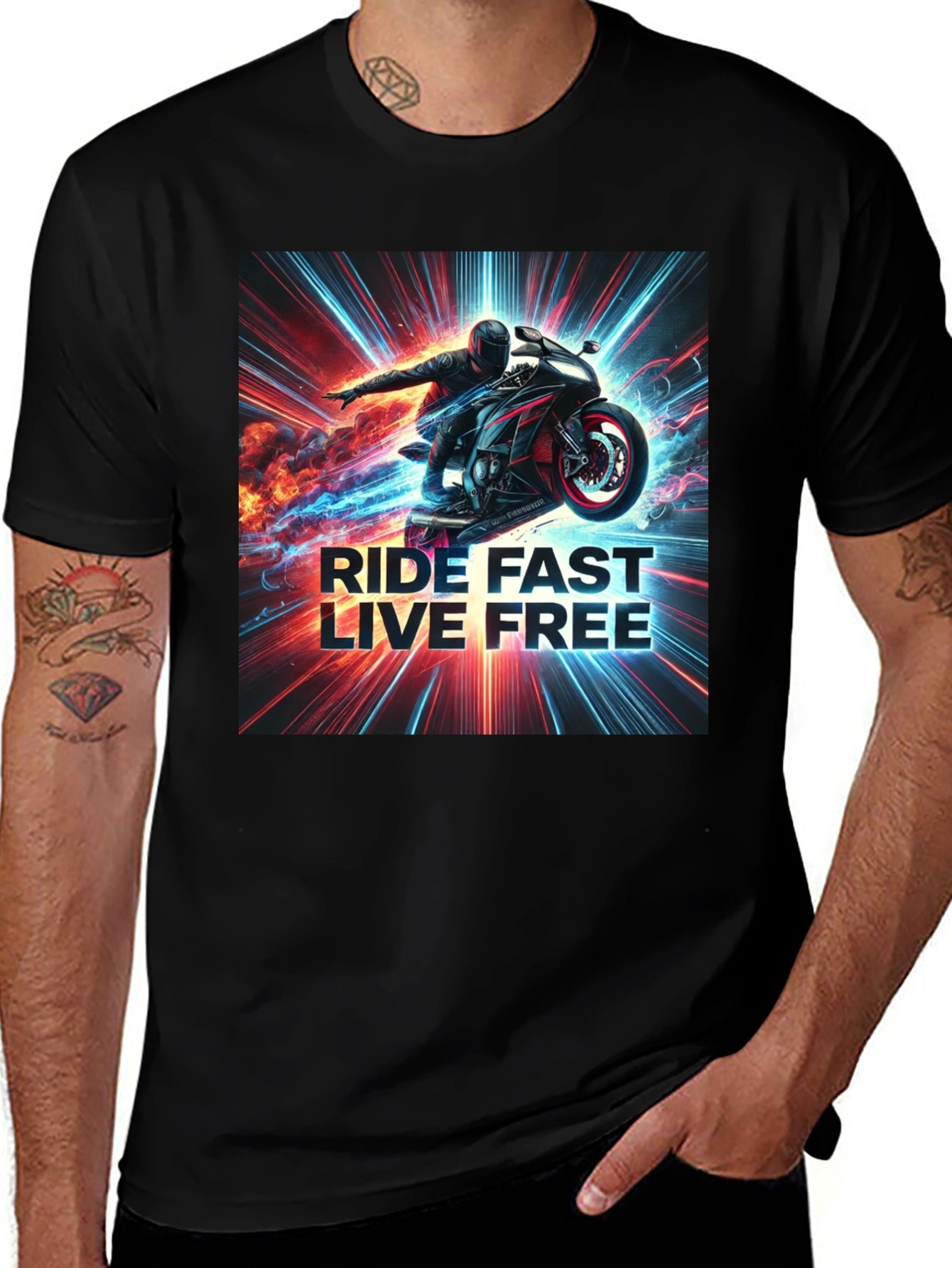 Variant 26 of Ride Fast Live Free Graphic Tee