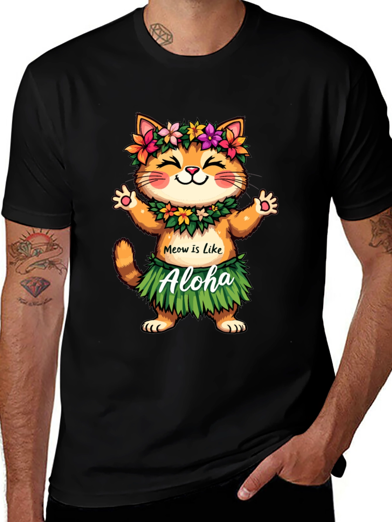Variant 16 of Aloha Cat T-Shirt - Hawaiian Kitten Tee