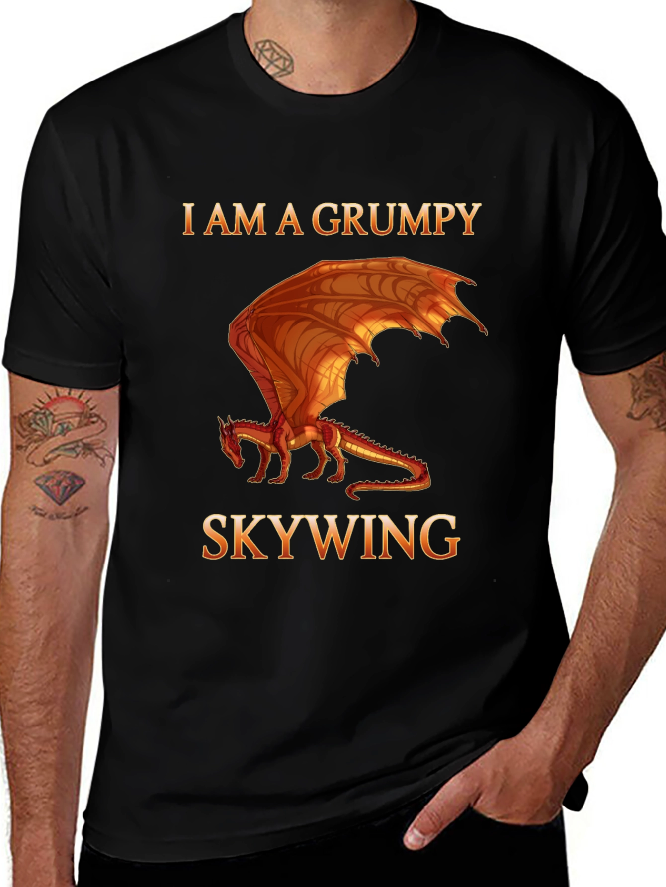 Variant 6 of Grumpy SkyWing Dragon T-Shirt - Fantasy Tee