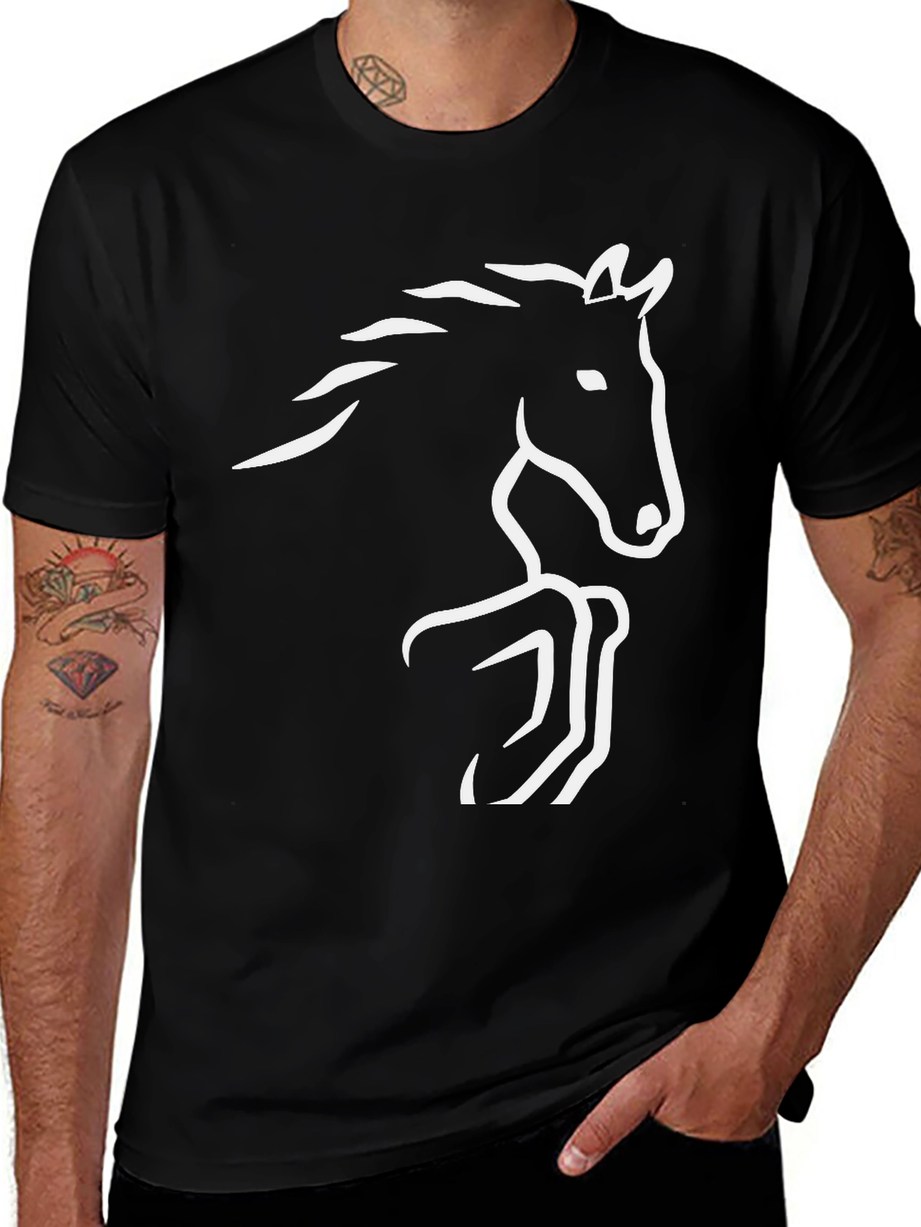 Variant 30 of Horse Silhouette T-Shirt - Black