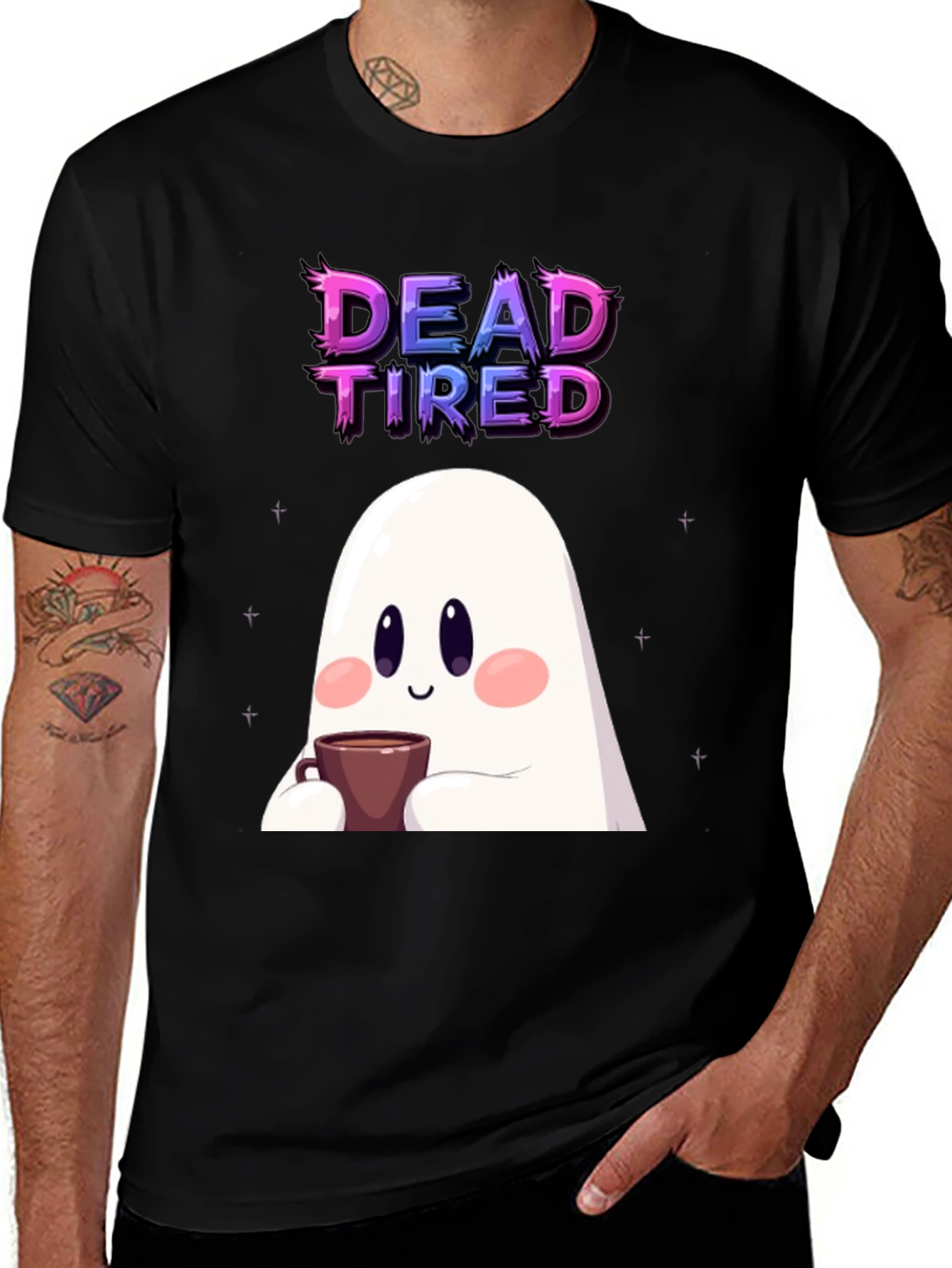 Variant 24 of Dead Tired Ghost T-Shirt - Coffee Lover Tee