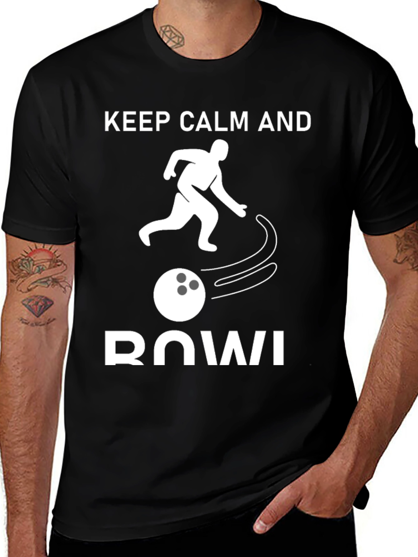 Black Keep Calm and Bowl T-Shirt main image