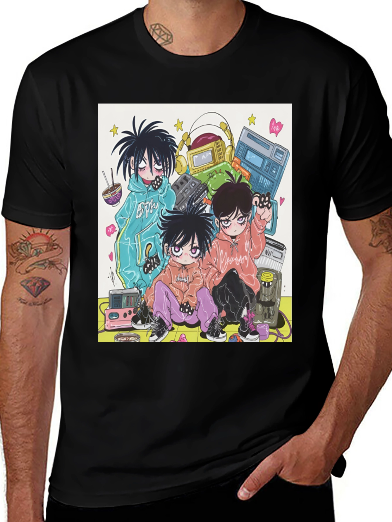 Variant 24 of Graphic Print Tee - Edgy Anime Style