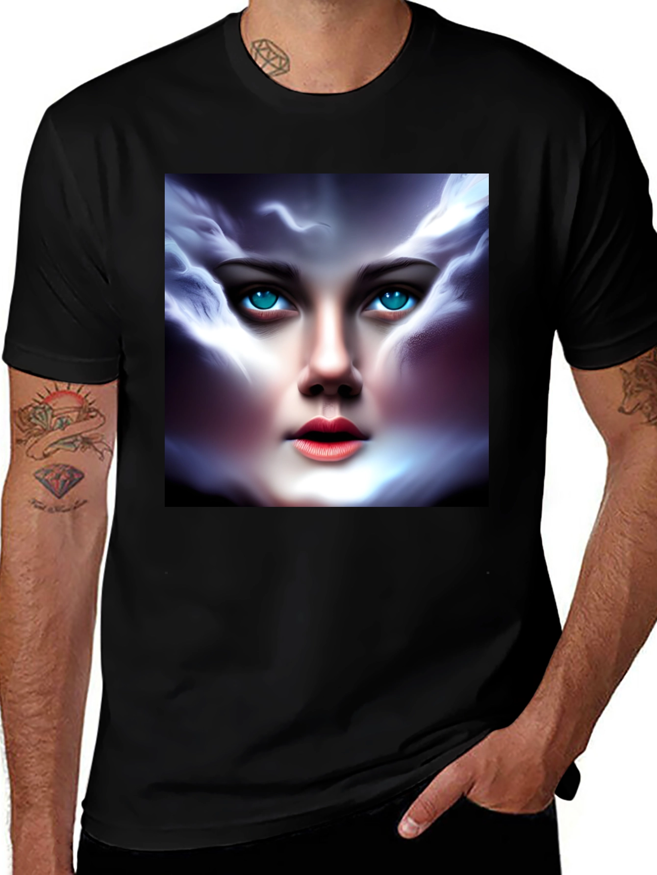 Variant 13 of Mystic Woman Face Graphic Black T-Shirt