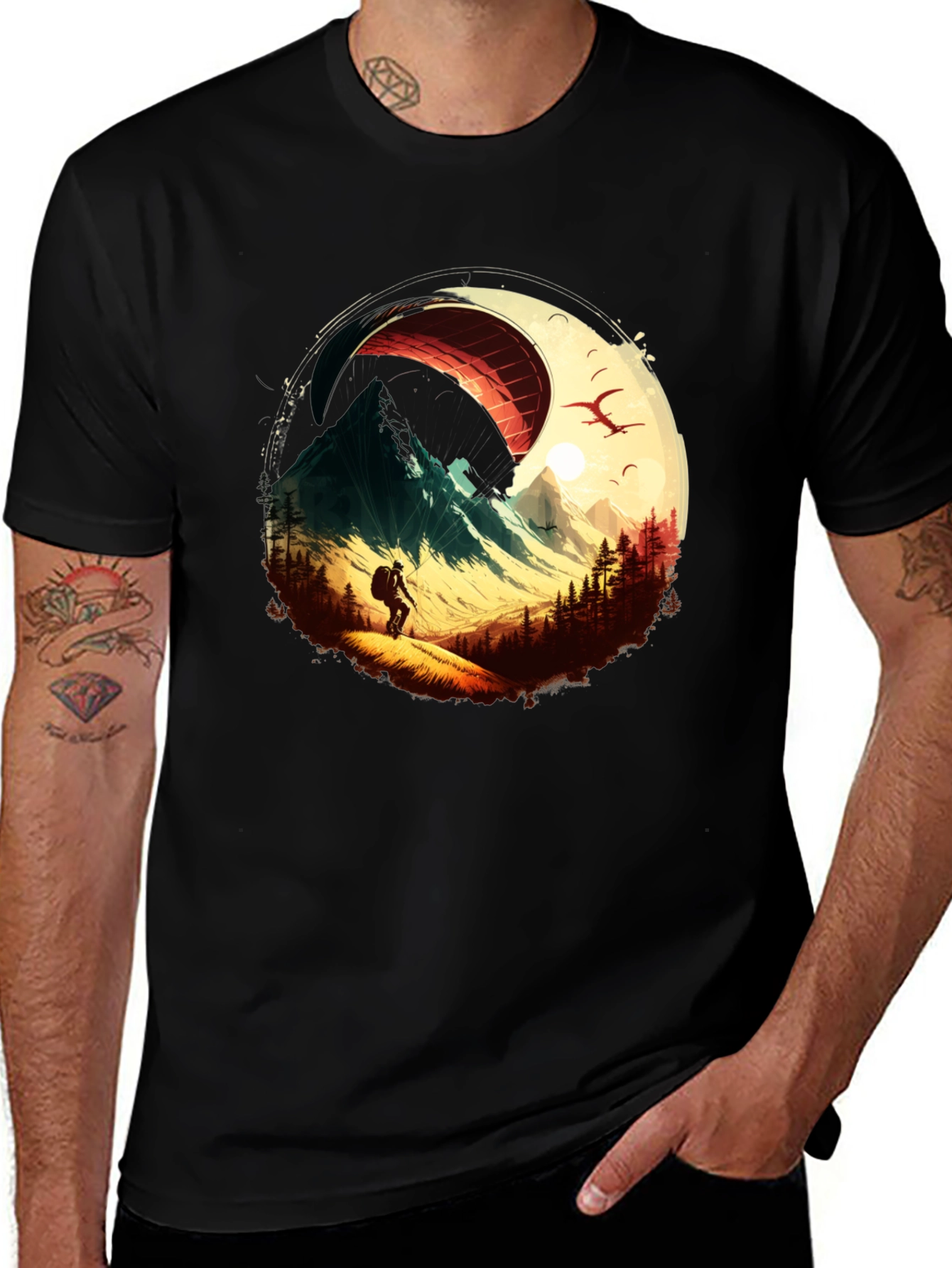 Variant 25 of Mountain Paragliding Graphic Tee