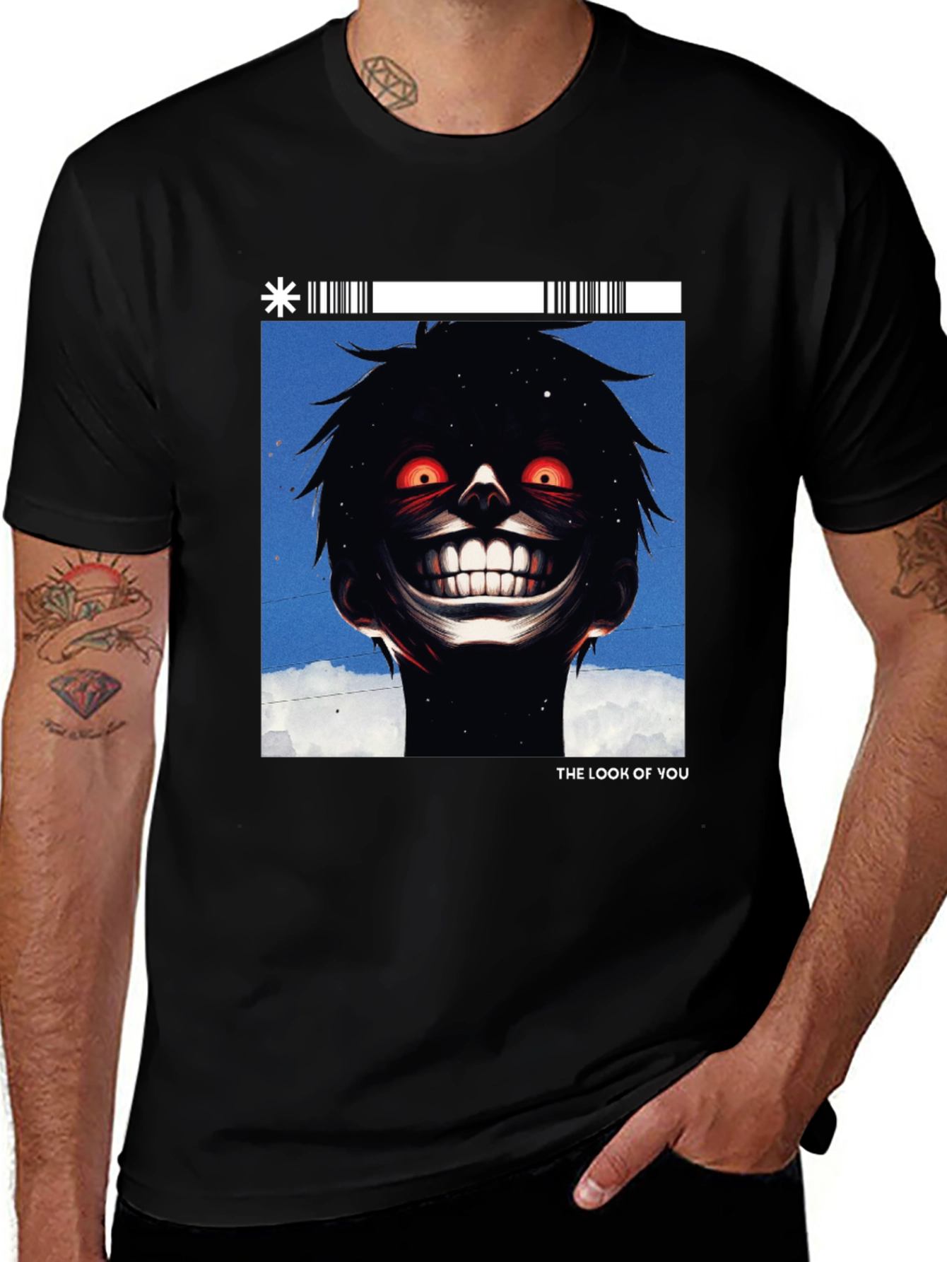 Variant 15 of Creepy Smile Graphic Tee - Black Cotton T-Shirt