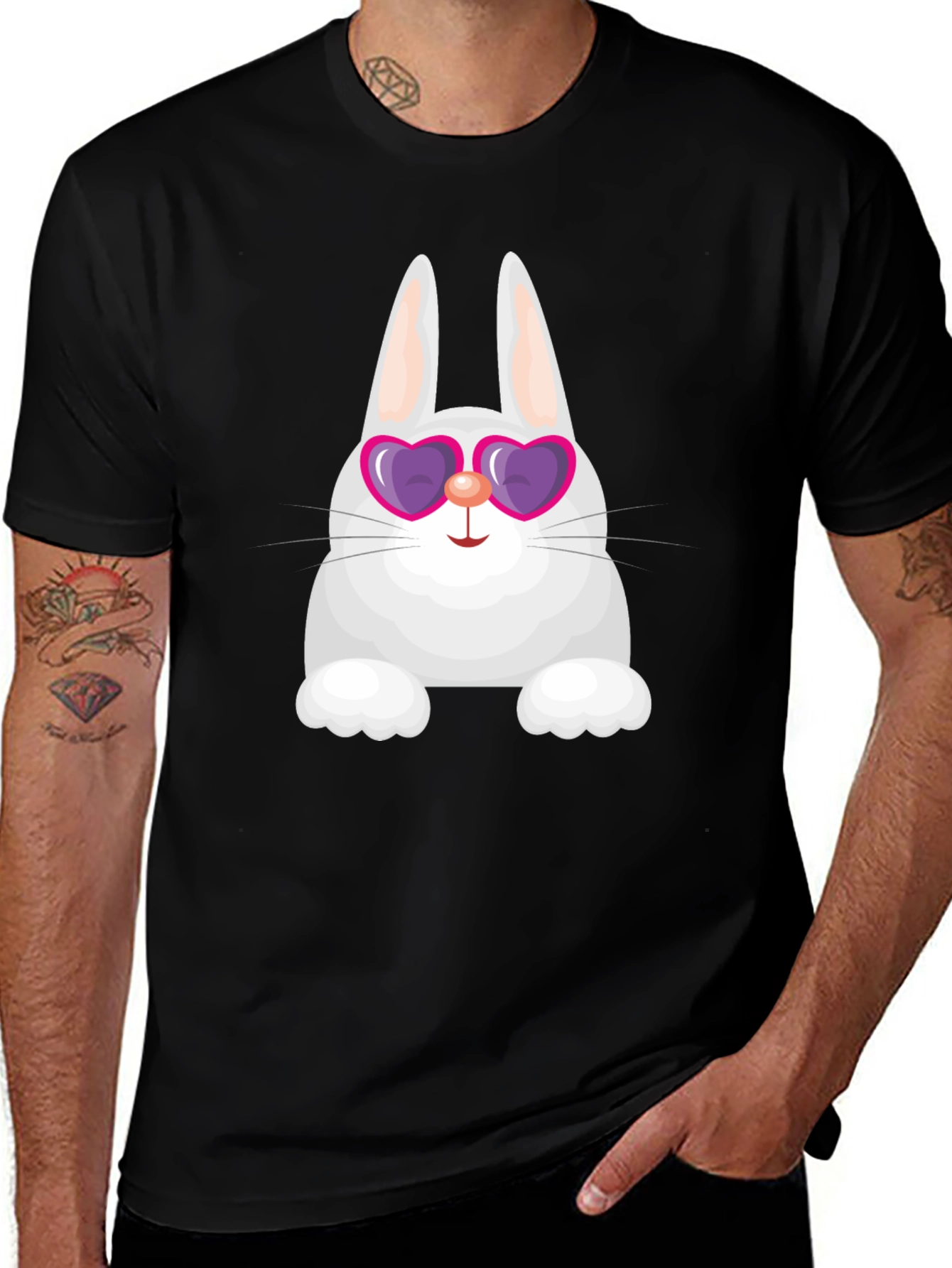 Variant 4 of Cool Bunny in Heart Sunglasses Graphic Tee