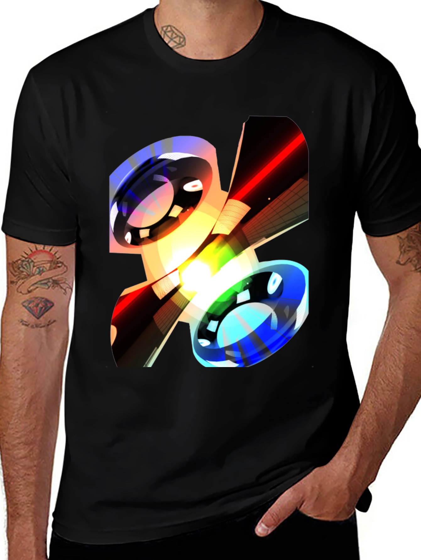 Black Abstract Graphic Print Black Casual T-Shirt main image