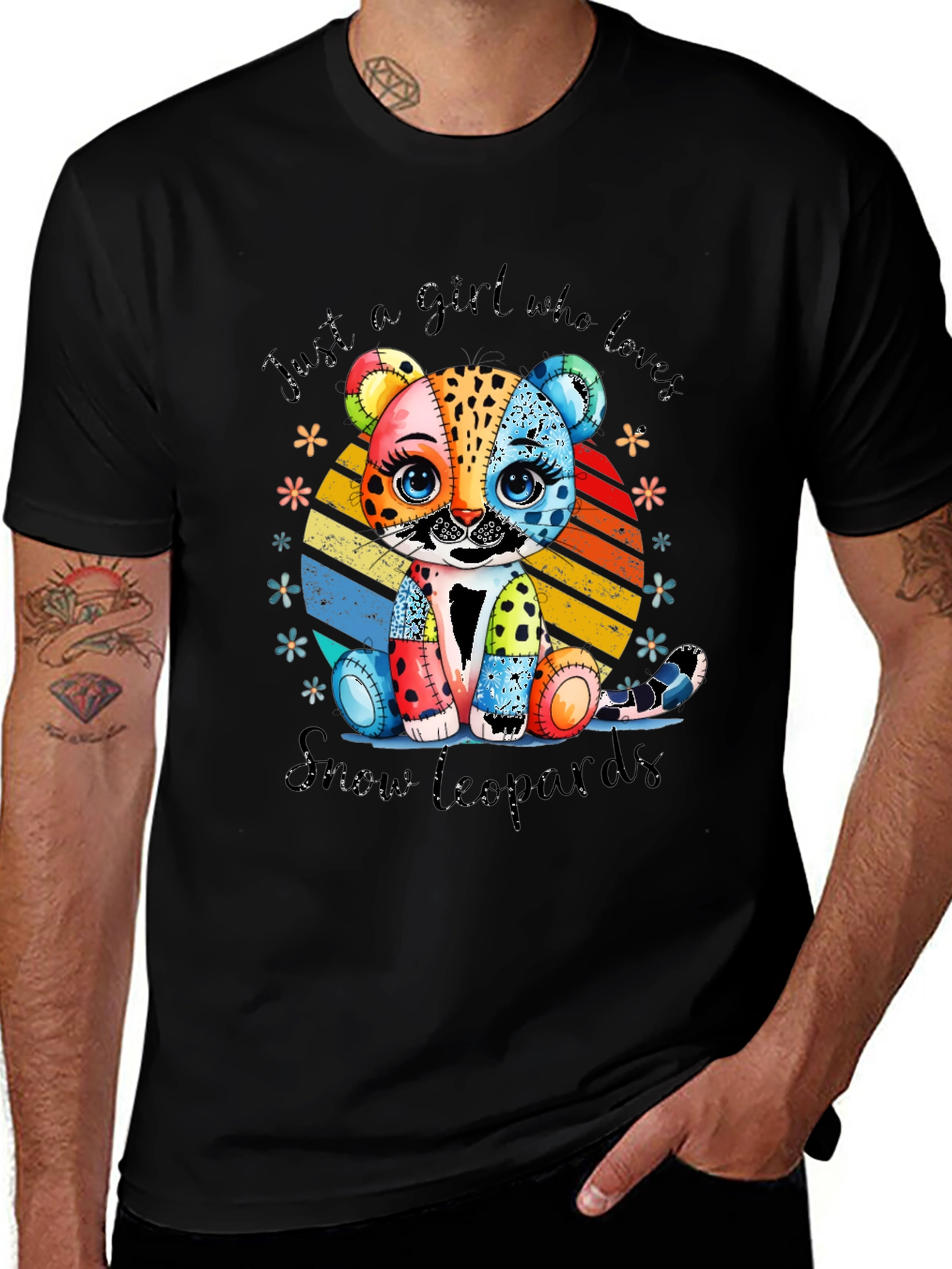 Variant 3 of Colorful Snow Leopard Graphic Tee