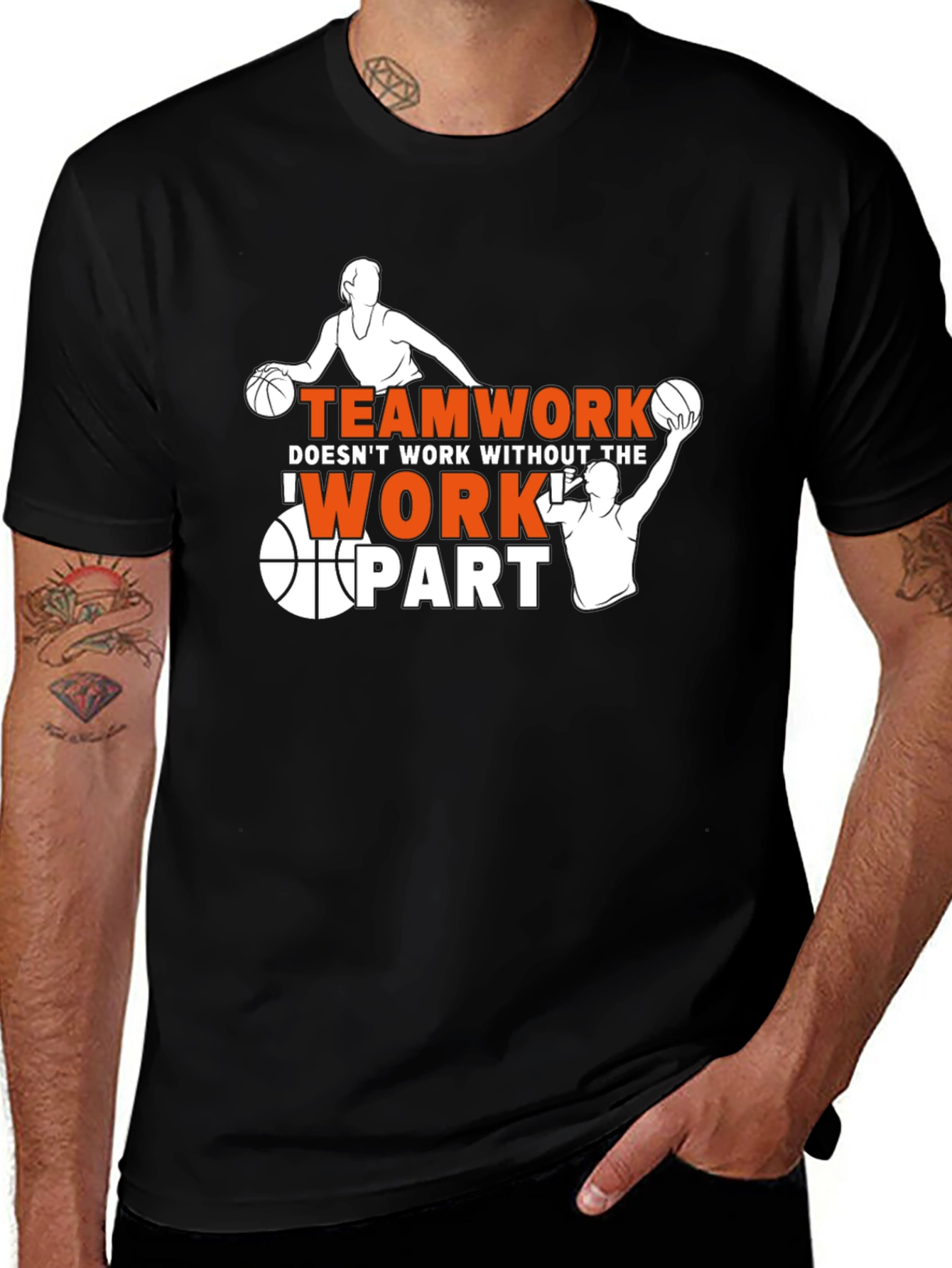 Variant 5 of Teamwork Basketball Graphic Tee - Black