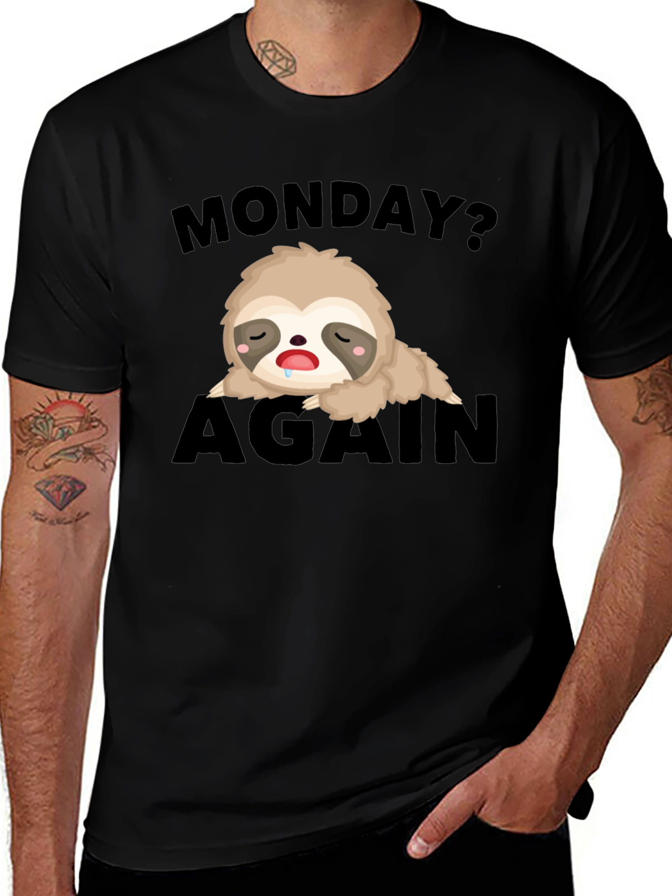 Variant 26 of Monday Sloth Graphic Tee - Funny Relaxed T-Shirt
