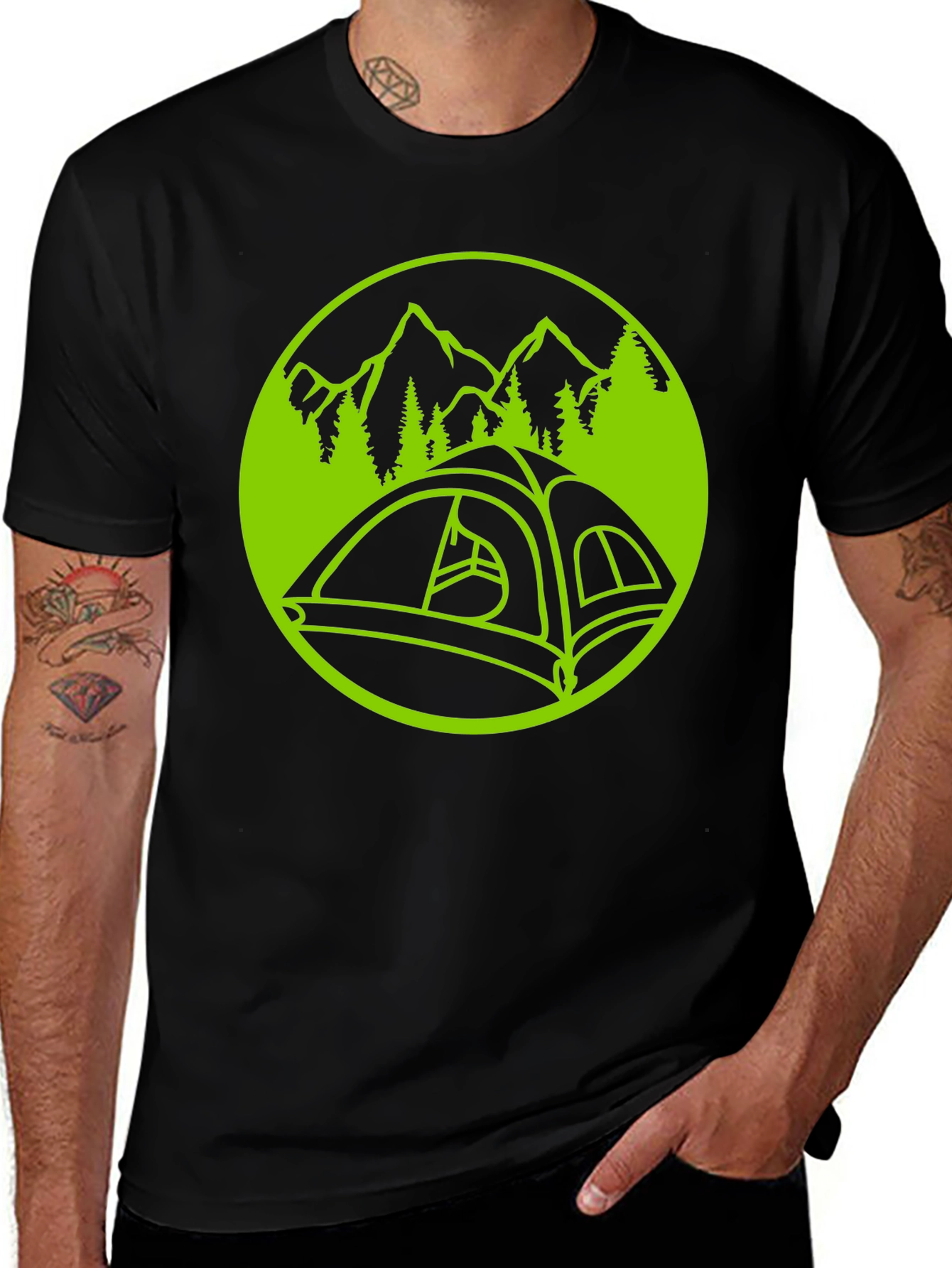 Variant 15 of Camping Tent Graphic Tee - Outdoors Adventure Shirt