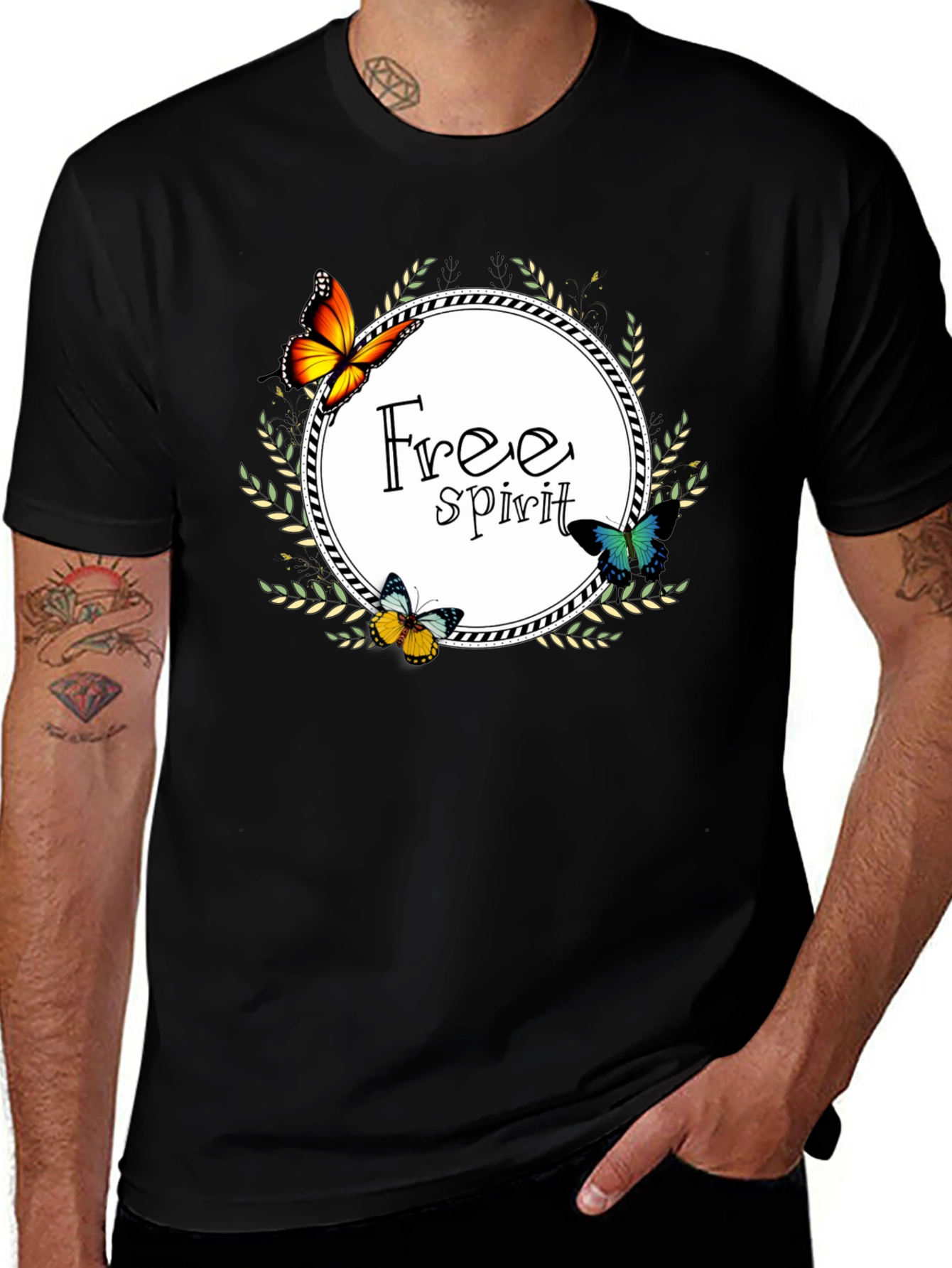 Variant 15 of Free Spirit Butterfly Graphic Tee - Black