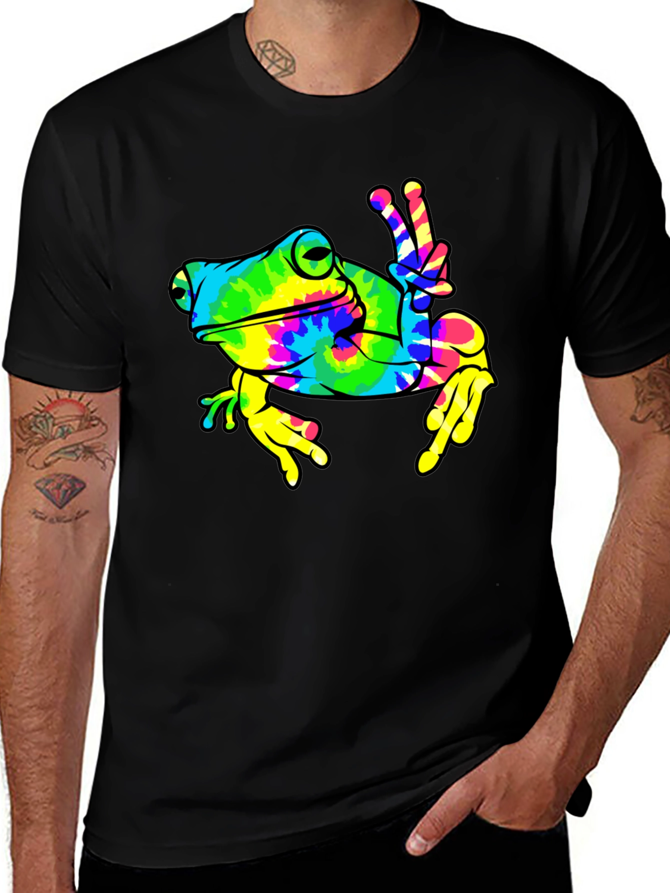 Variant 15 of Tie-Dye Frog Peace Sign T-Shirt