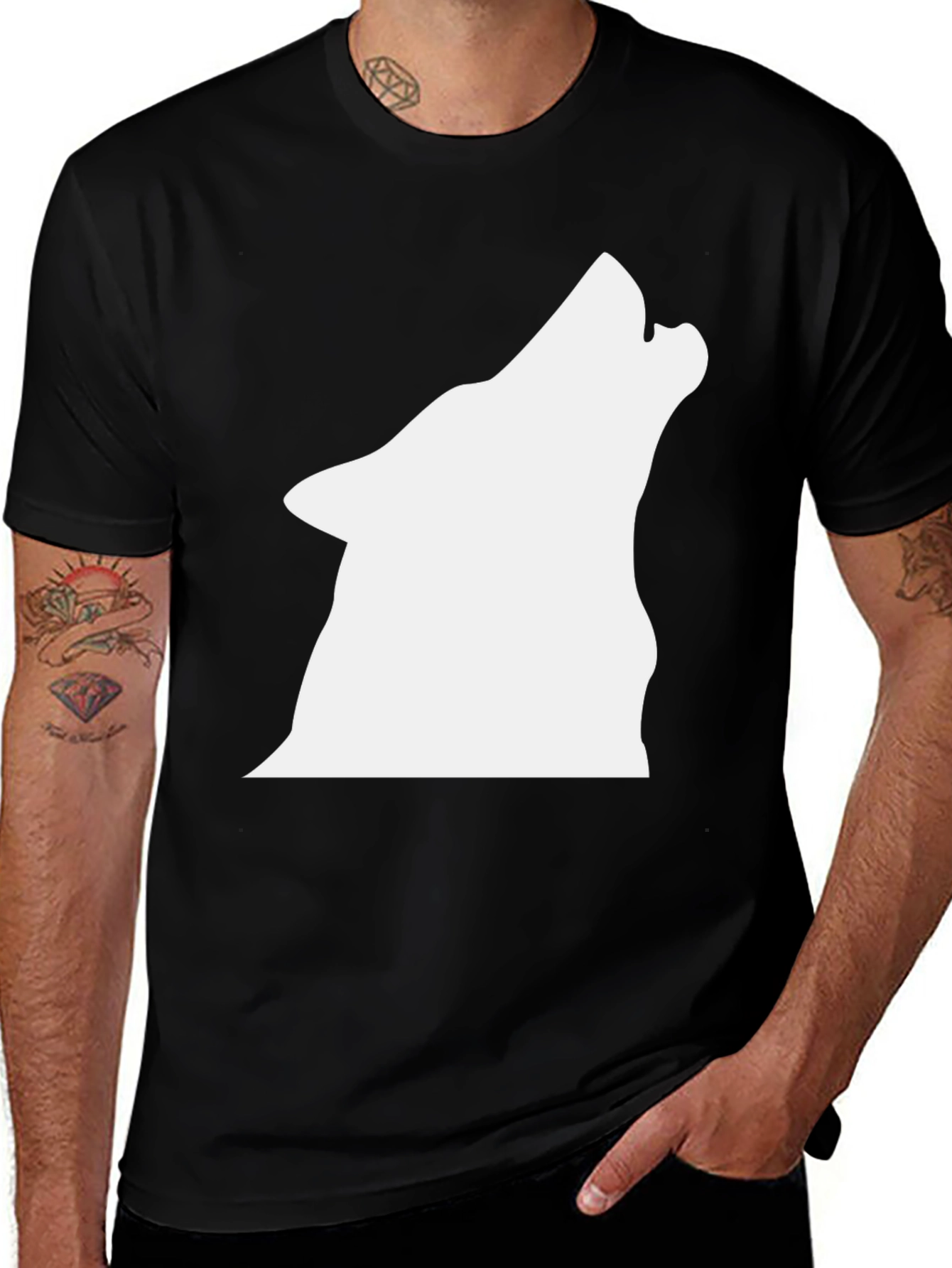 Variant 22 of Black Wolf Silhouette Graphic T-Shirt