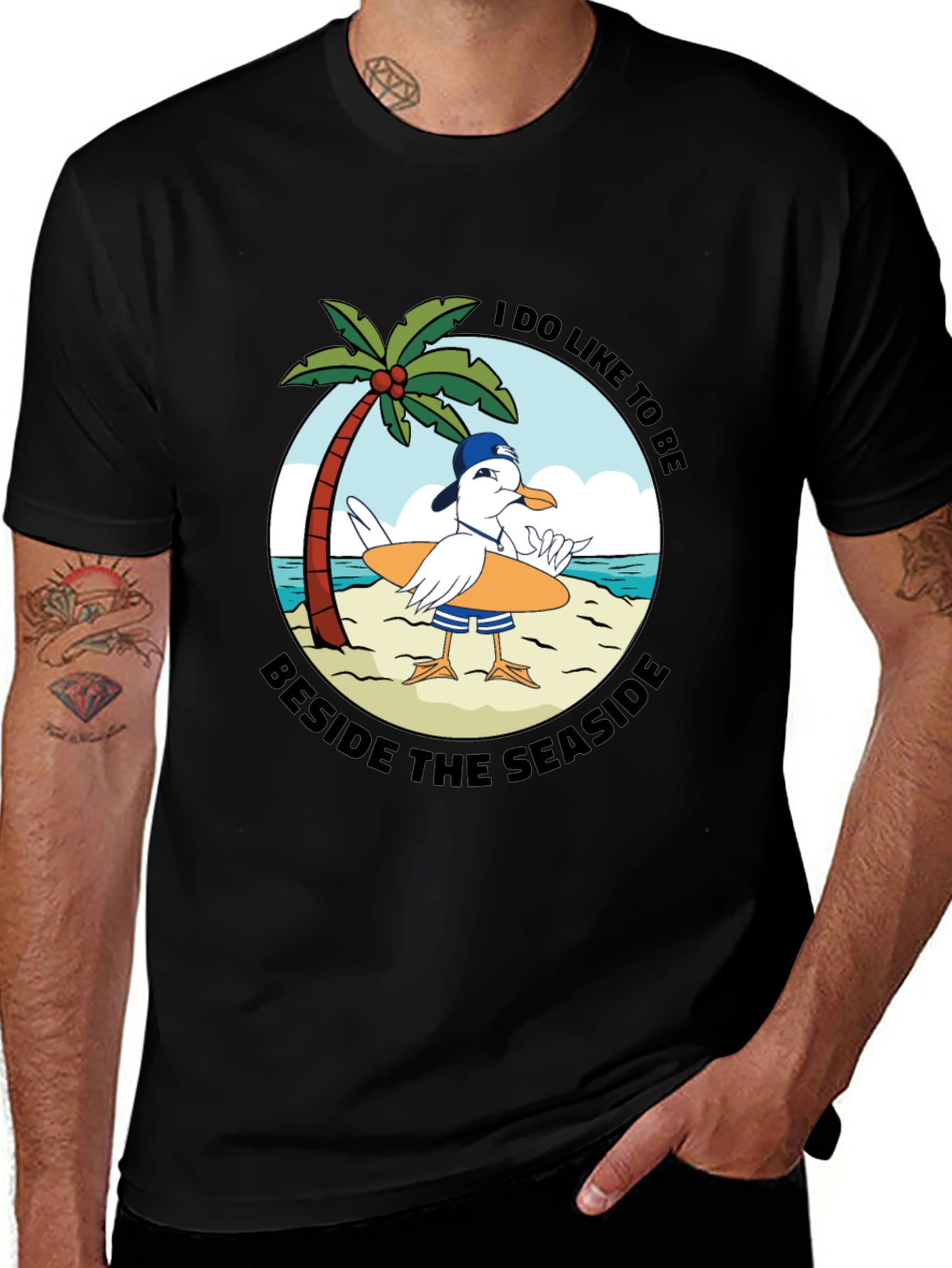 Variant 13 of Seaside Seagull Graphic Tee - Relaxed Beach Vibes