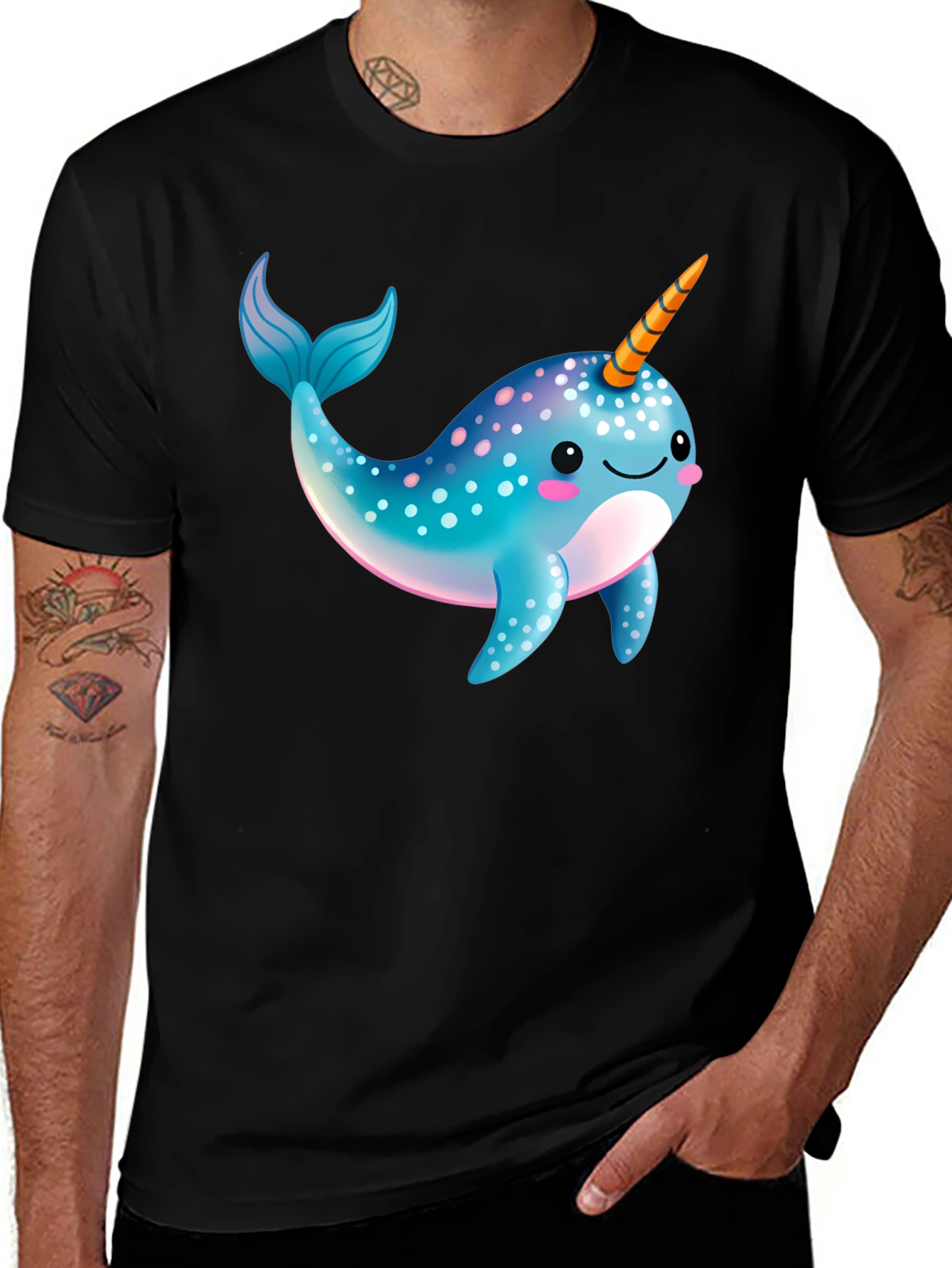 Narwhal Graphic Tee - Black Cotton T-Shirt