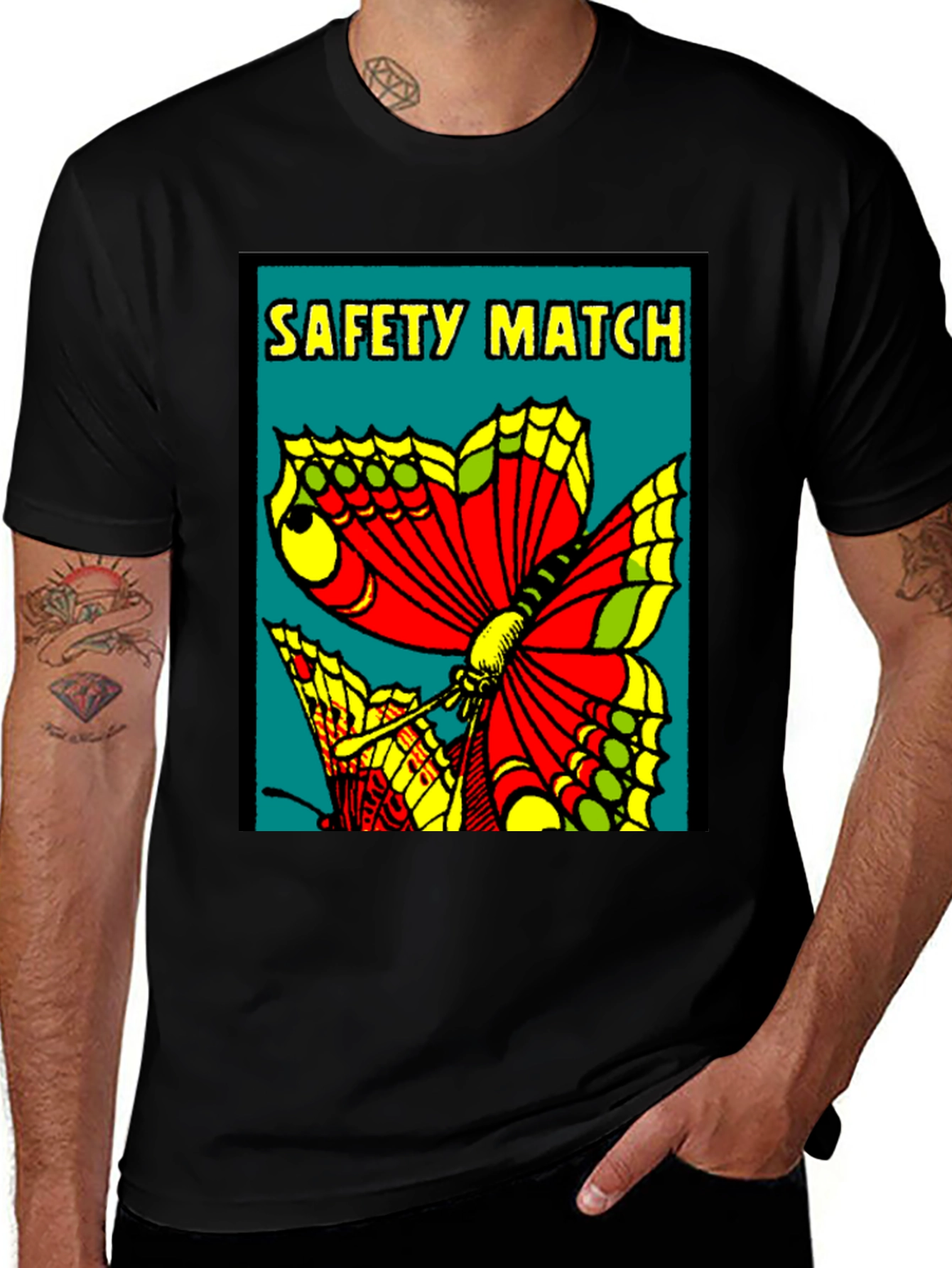 Variant 14 of Butterfly Safety Match Graphic Tee - Black