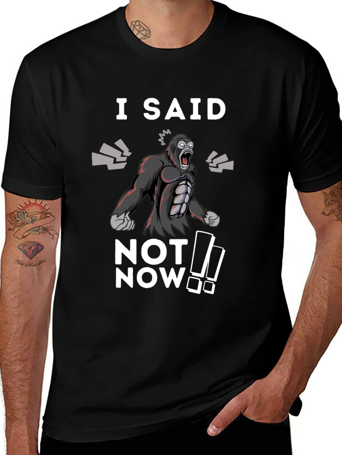 Variant 10 of I Said Not Now Gorilla Graphic Tee - Black Cotton
