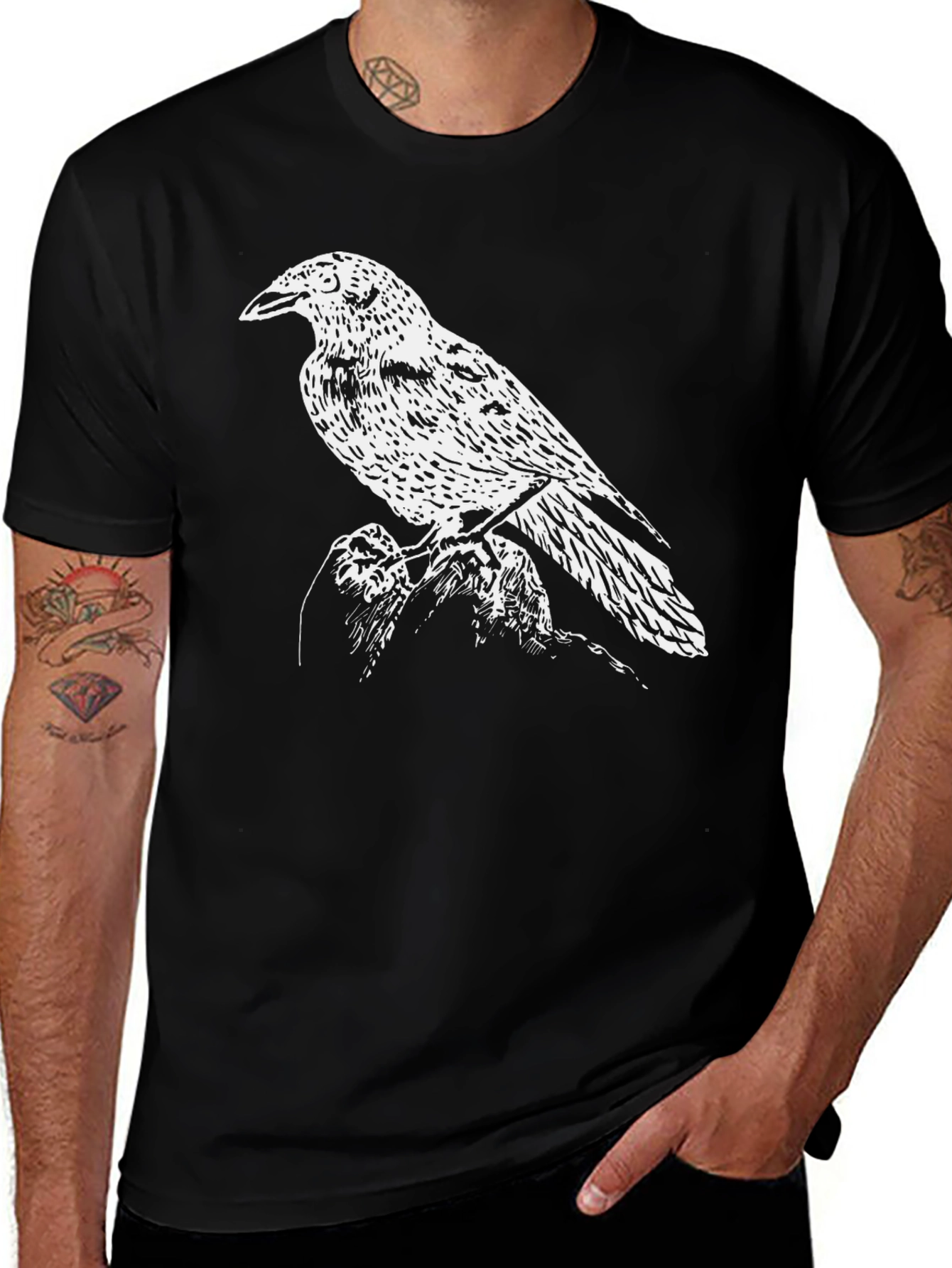 Variant 20 of Raven Print Black T-Shirt