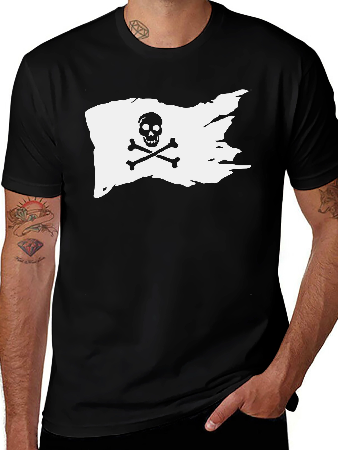 Variant 8 of Pirate Flag Graphic Tee - Classic Skull & Crossbones Design