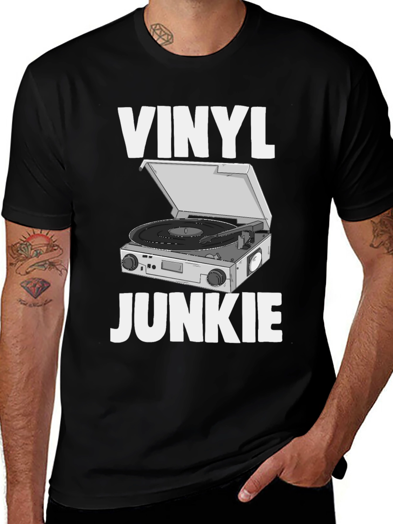 Variant 28 of Vinyl Junkie Graphic Tee - Retro Music Lover T-Shirt