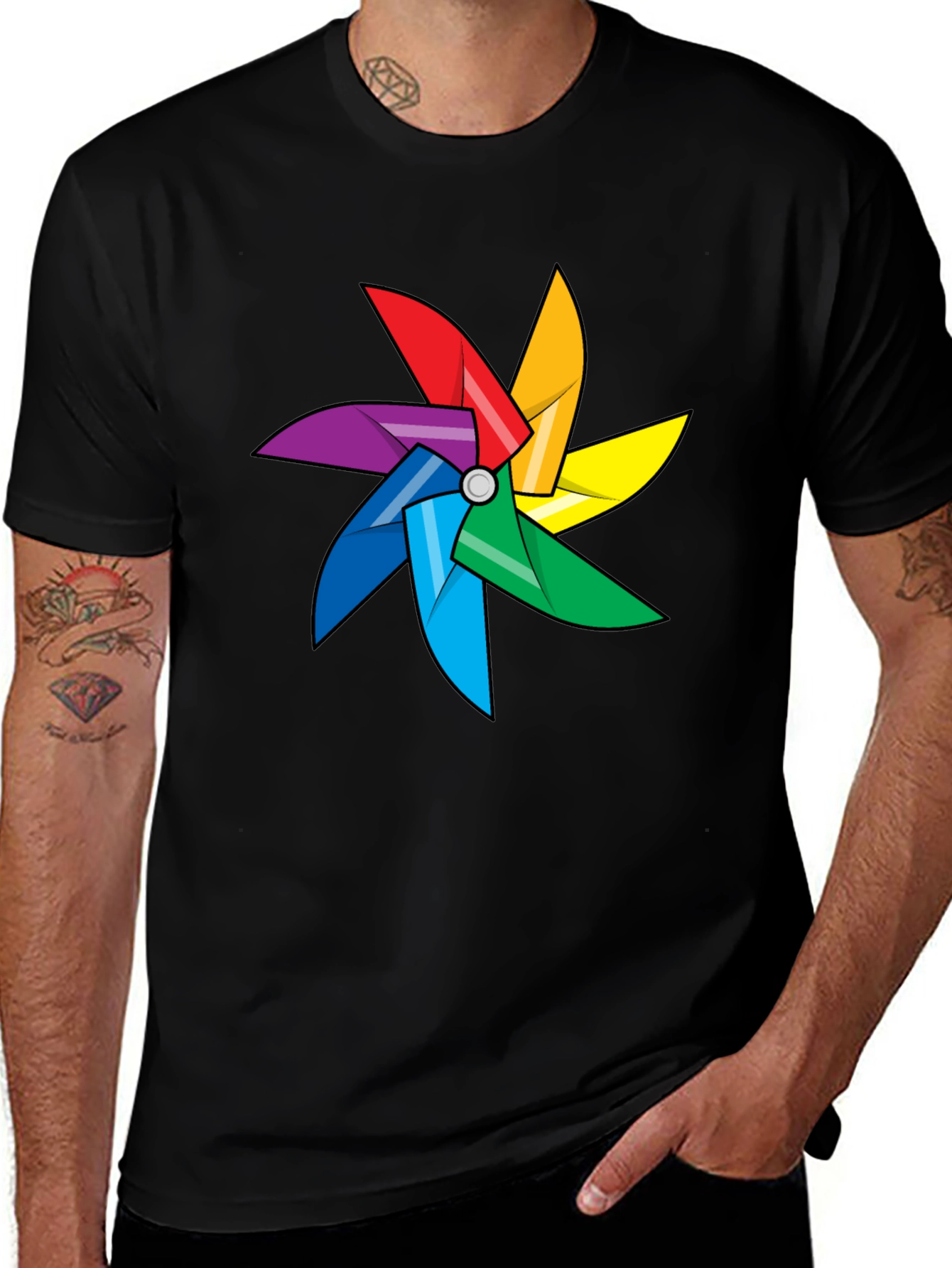 Variant 5 of Rainbow Pinwheel Graphic Tee - Fun & Colorful
