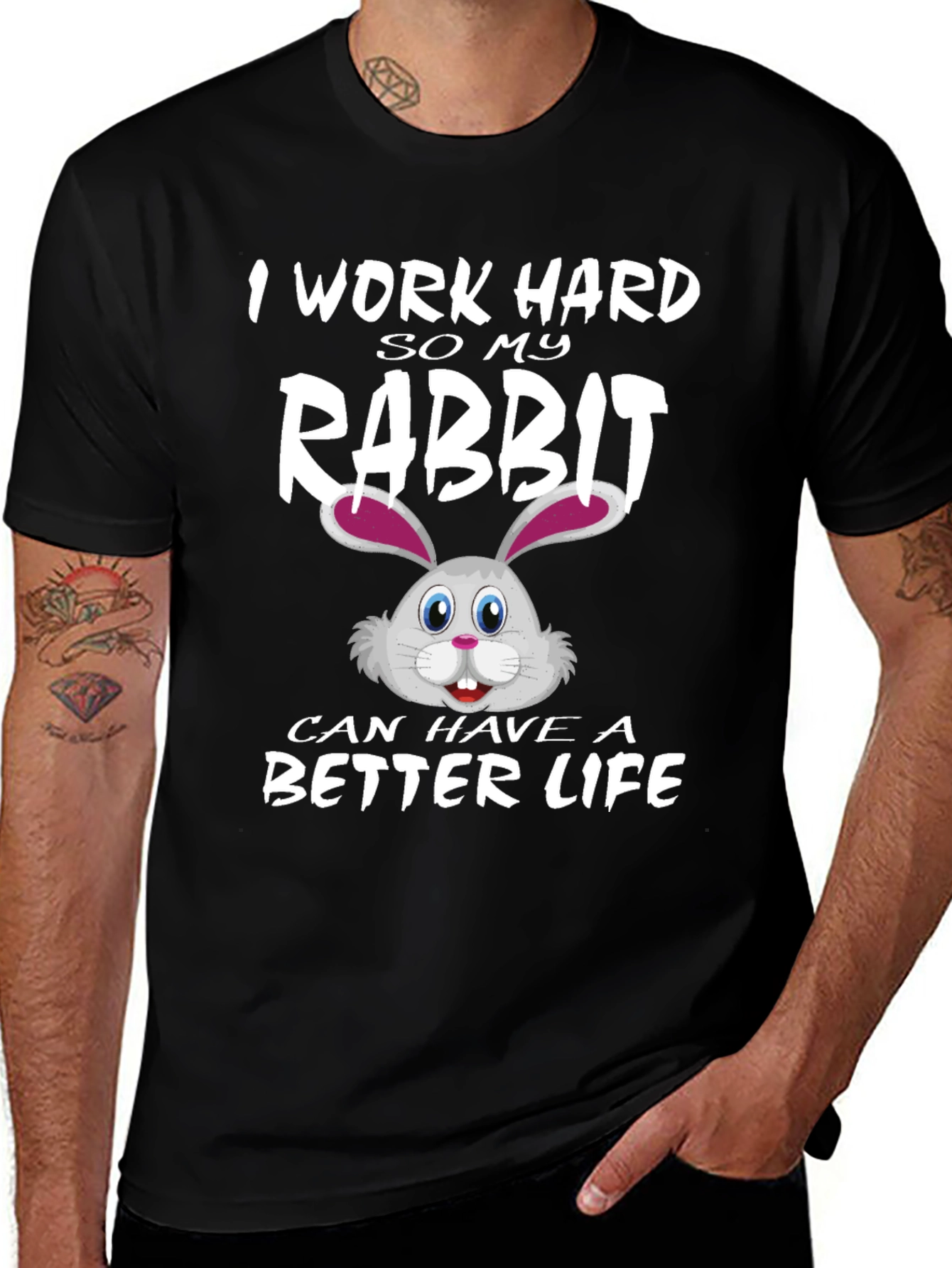 Variant 8 of I Work Hard for My Rabbit T-Shirt