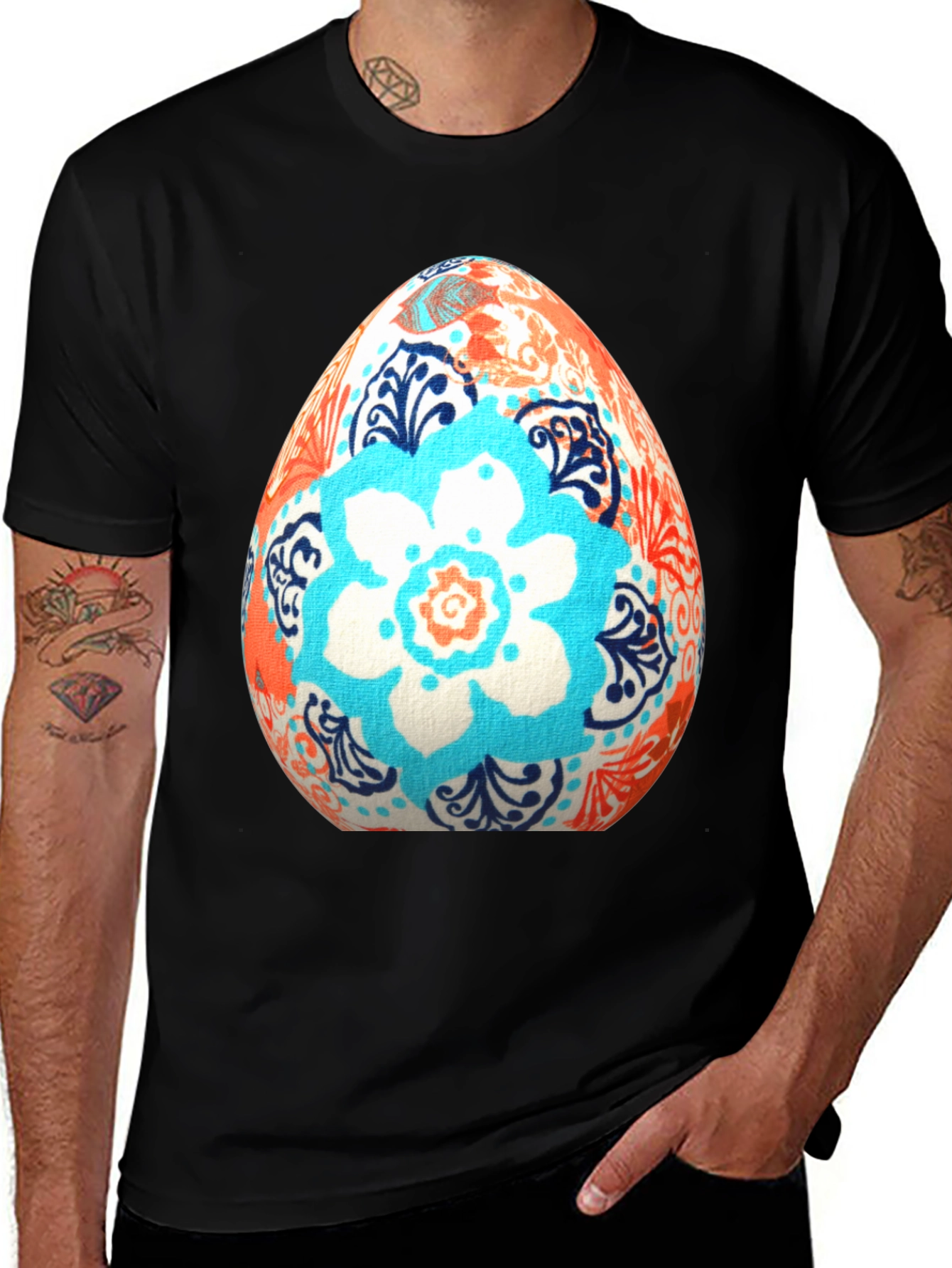 Black Floral Easter Egg T-Shirt main image