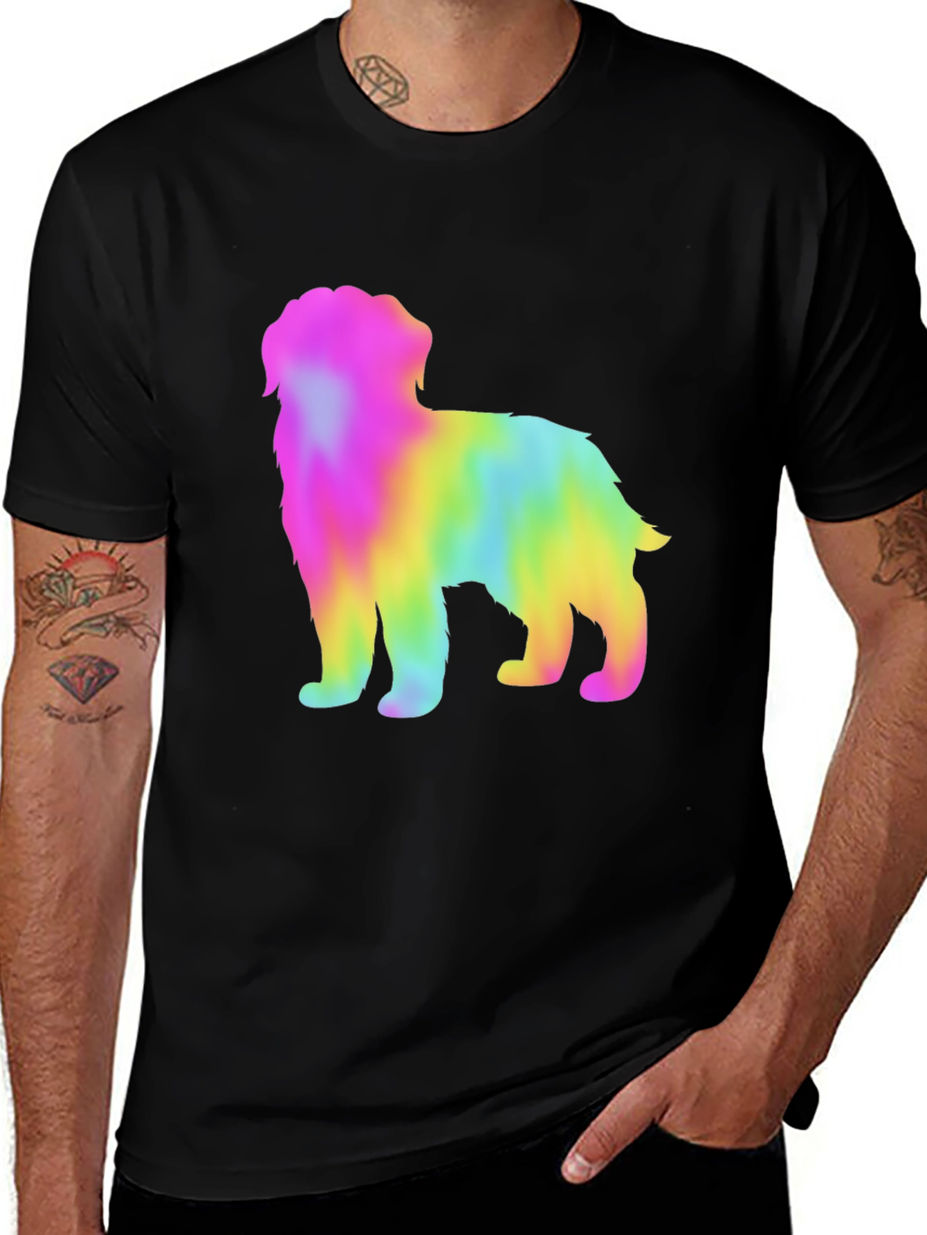 Variant 13 of Rainbow Dog Graphic Tee - Unisex Black T-Shirt