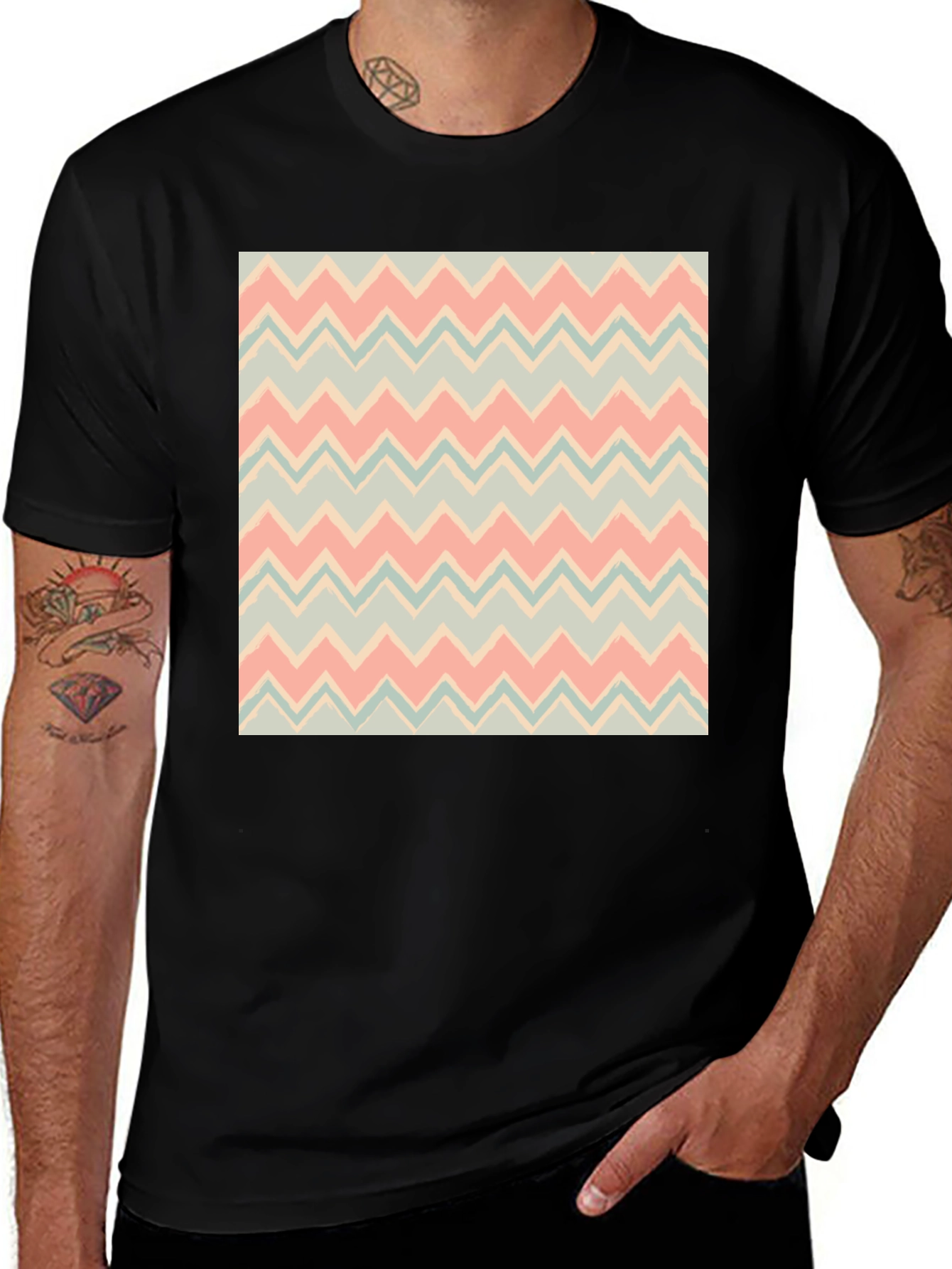 Variant 27 of Chevron Pattern Black T-Shirt