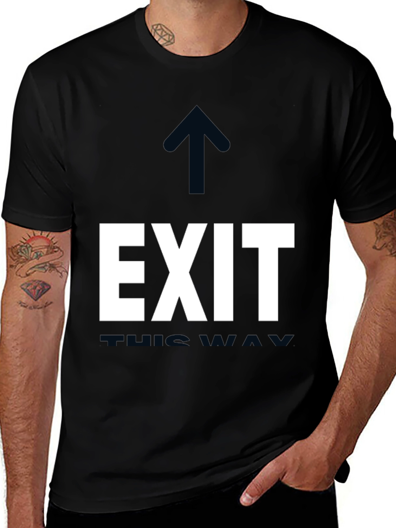 Variant 11 of Exit This Way Graphic Tee - Black Cotton T-Shirt