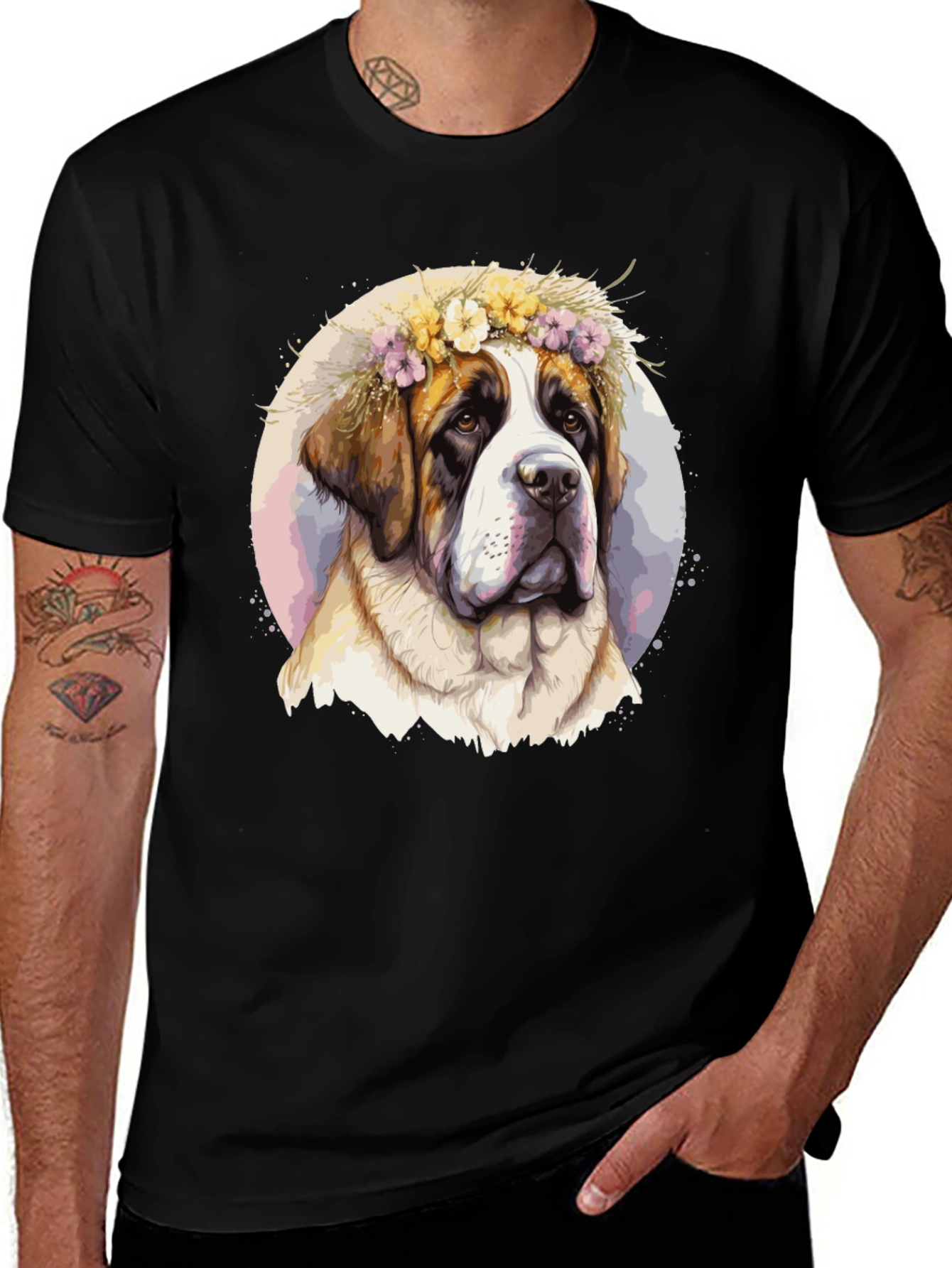 Variant 8 of Dog With Flowers T-Shirt