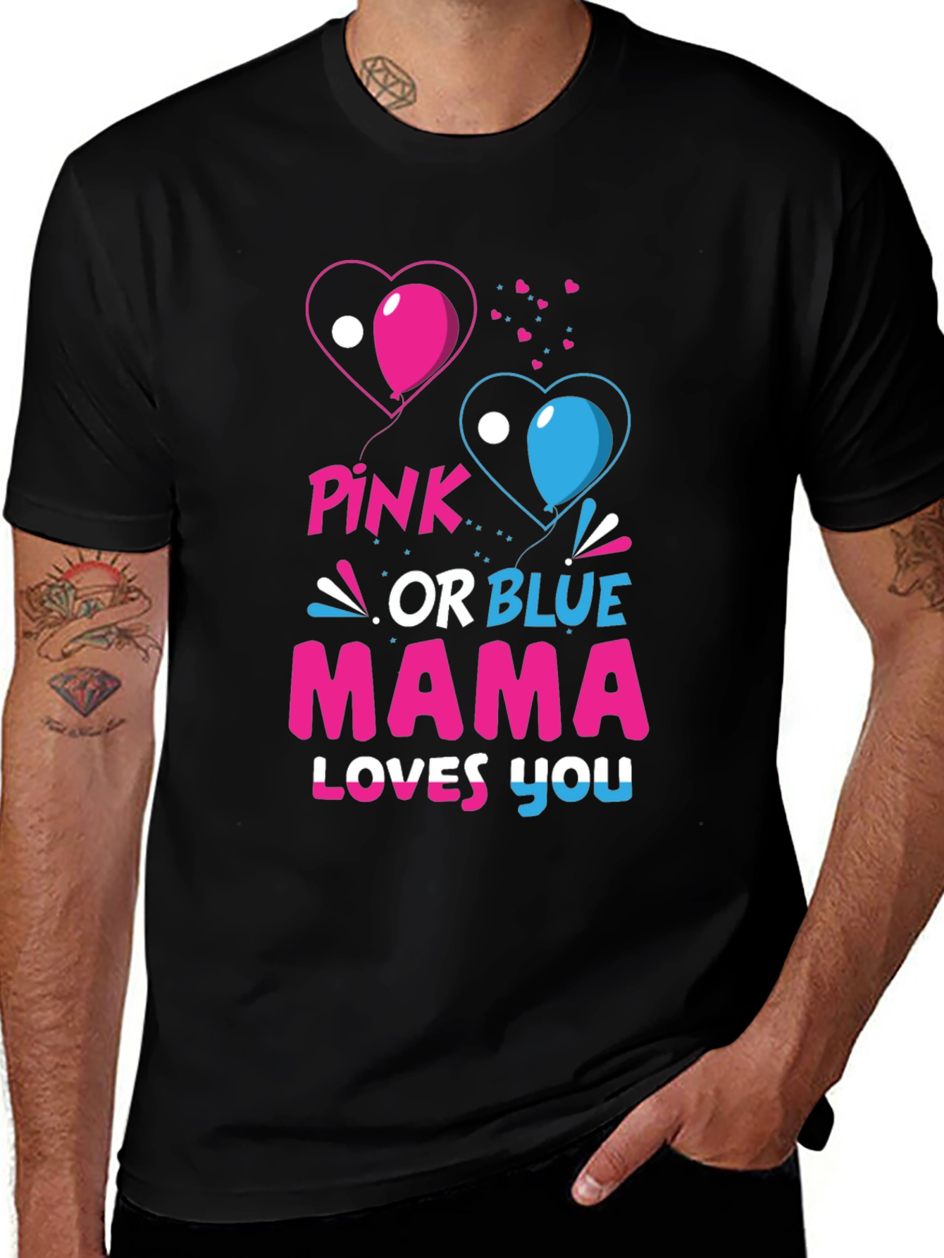 Variant 21 of Pink or Blue Mama Loves You Gender Reveal T-Shirt