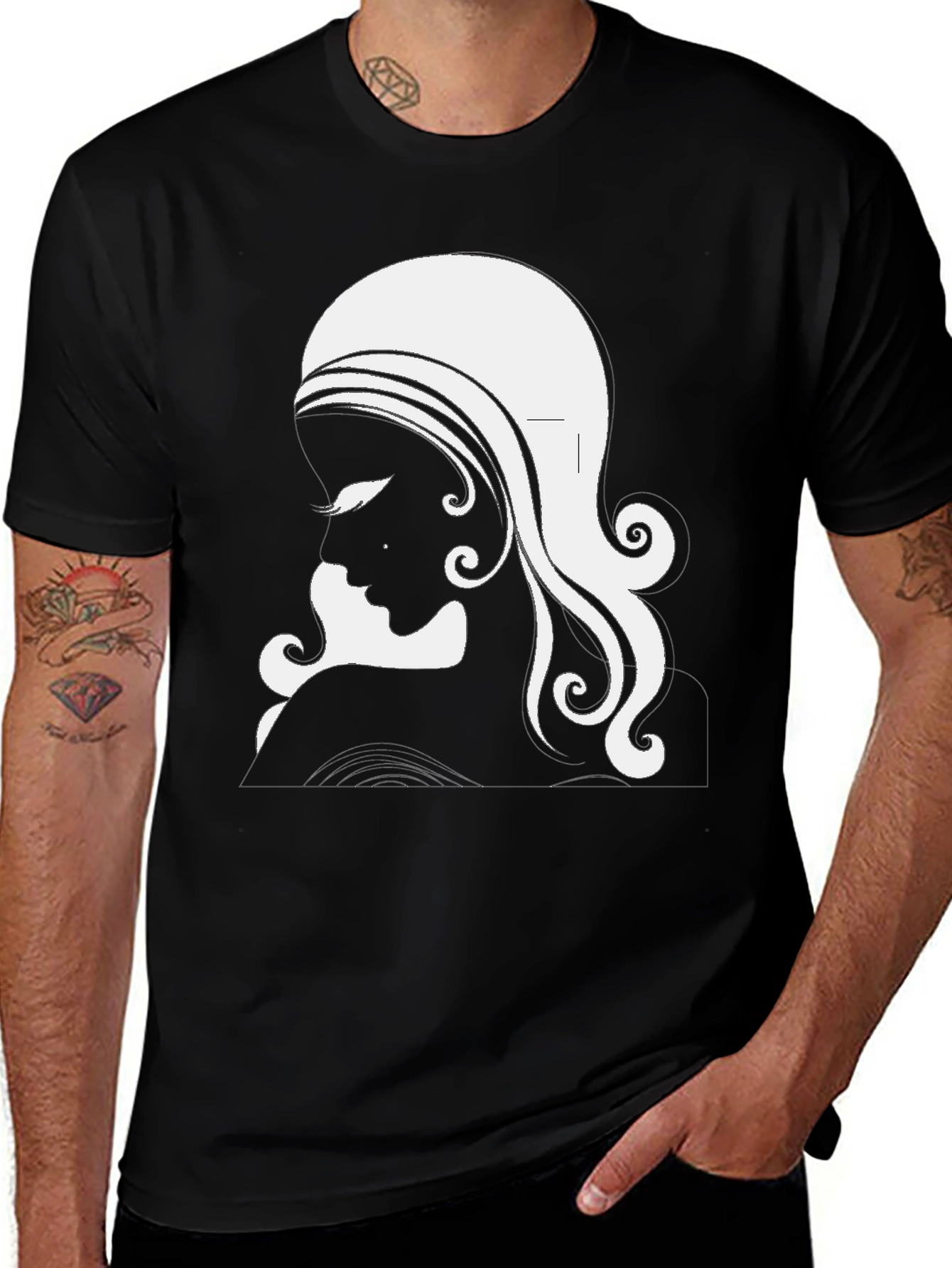 Variant 7 of Elegant Woman Silhouette Black Tee