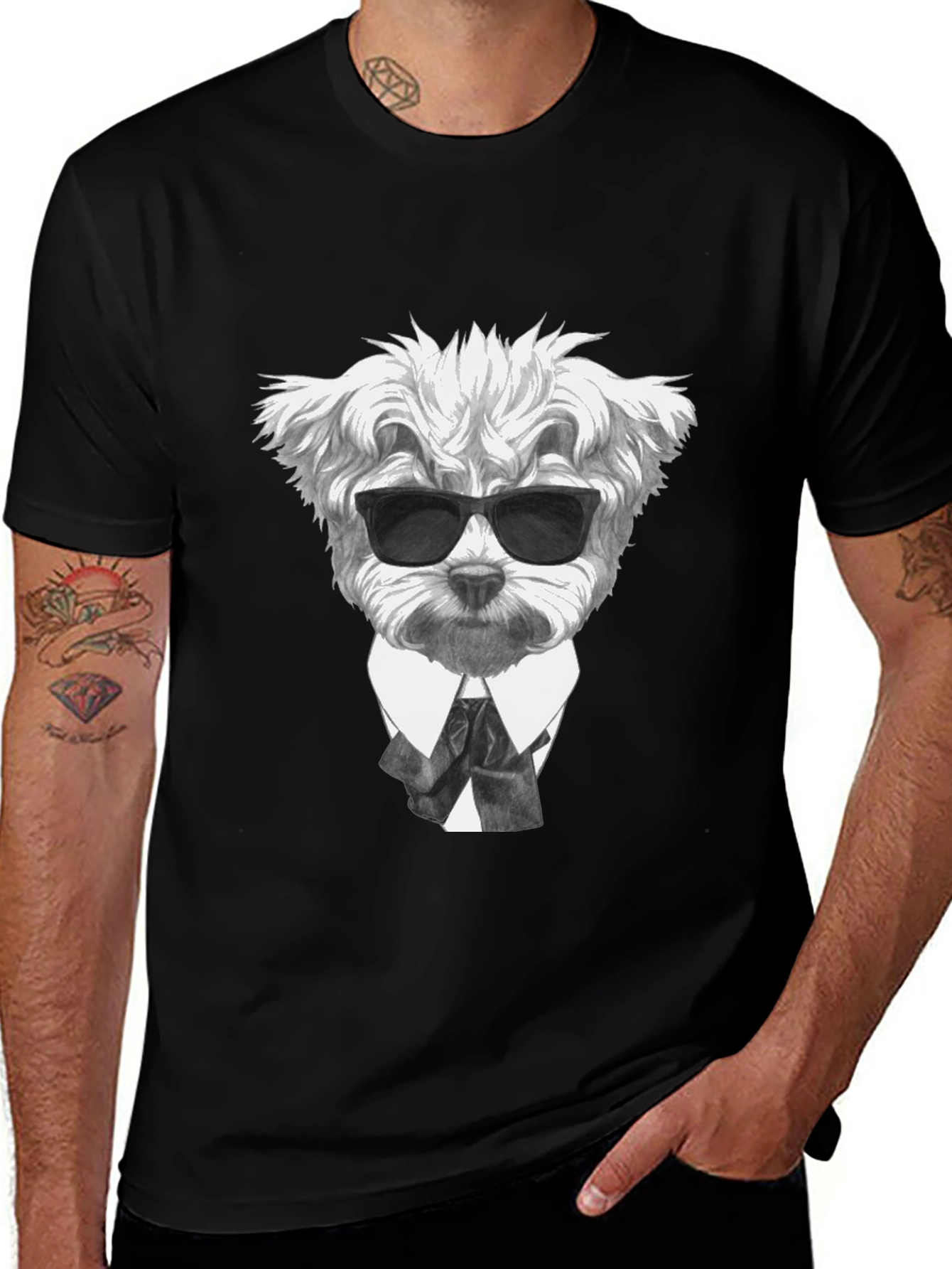 Variant 18 of Dog in Suit Graphic Tee - Cool & Stylish