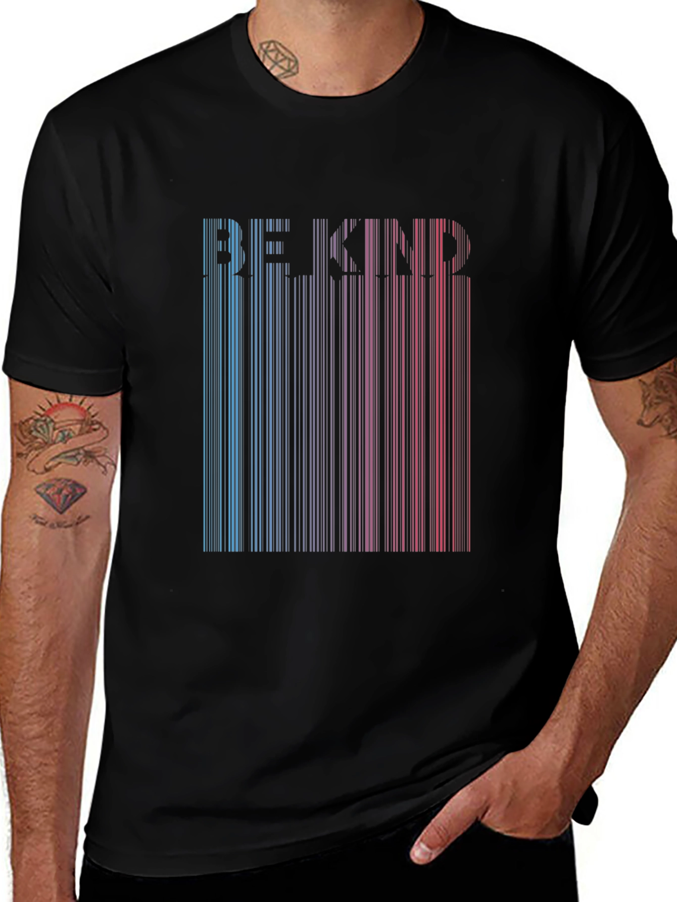Variant 8 of Be Kind T-Shirt - Gradient Barcode Design