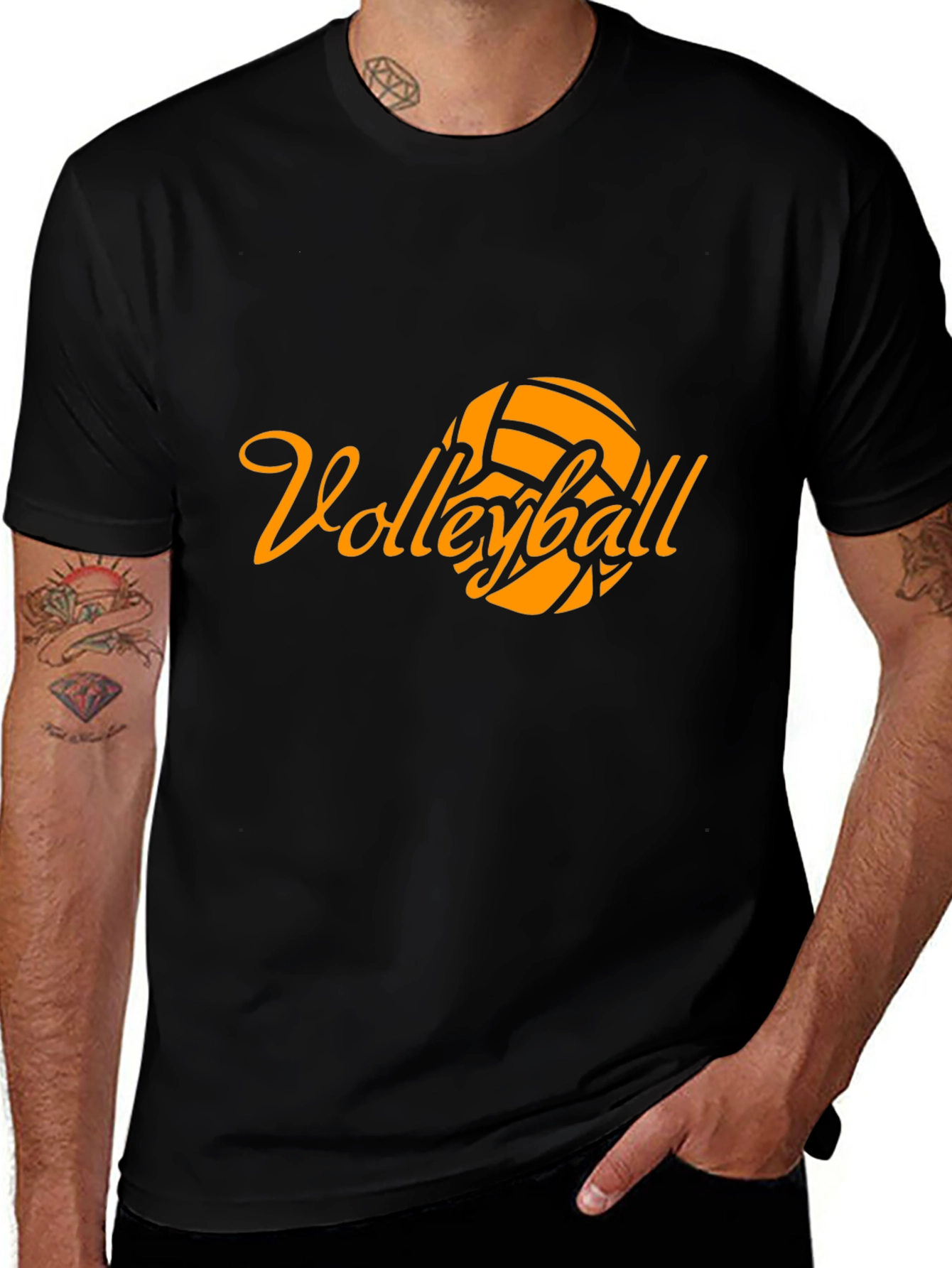 Variant 21 of Volleyball Graphic Tee - Black Cotton Blend