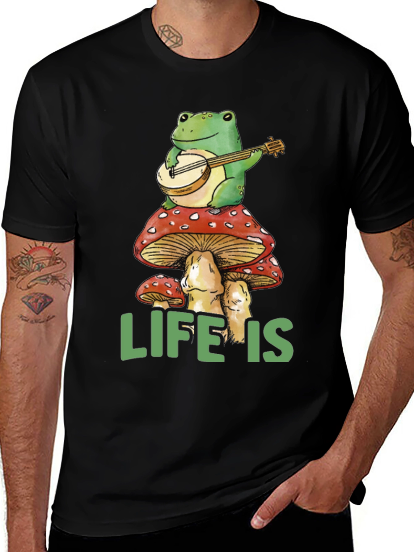 Variant 7 of Frog Banjo Mushroom Life T-Shirt