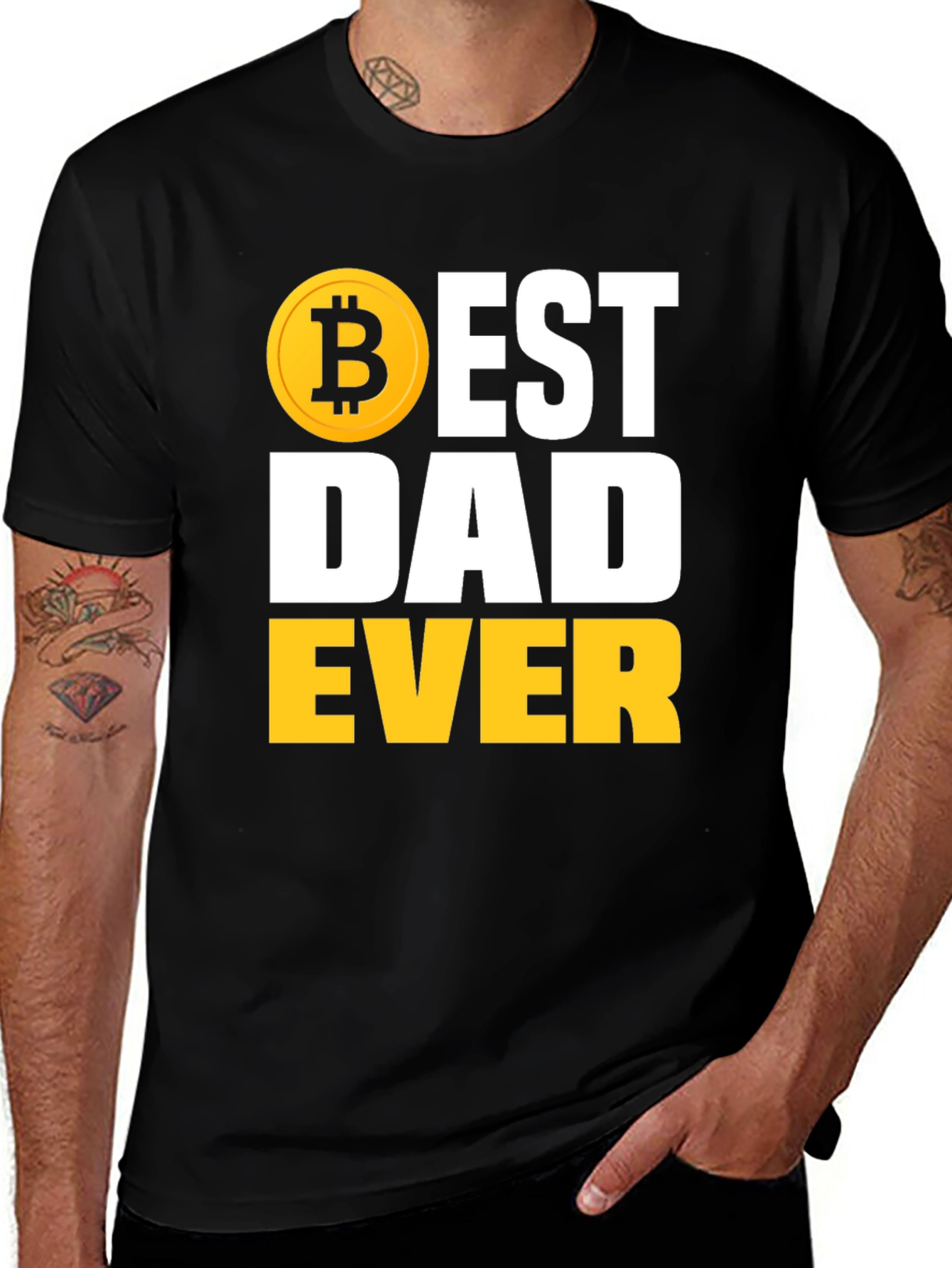 Variant 3 of Best Dad Ever Bitcoin T-Shirt Black Novelty