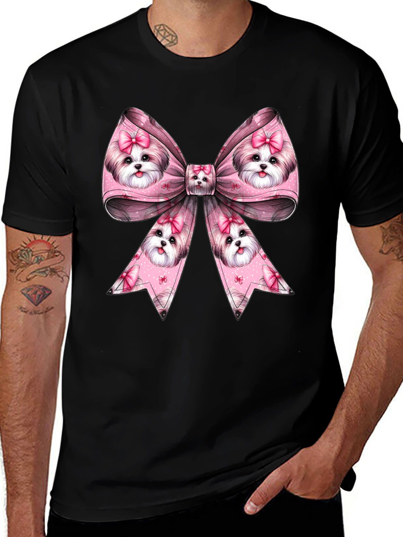 Variant 8 of Dog Bow T-Shirt - Novelty Cute Pet Graphic Tee
