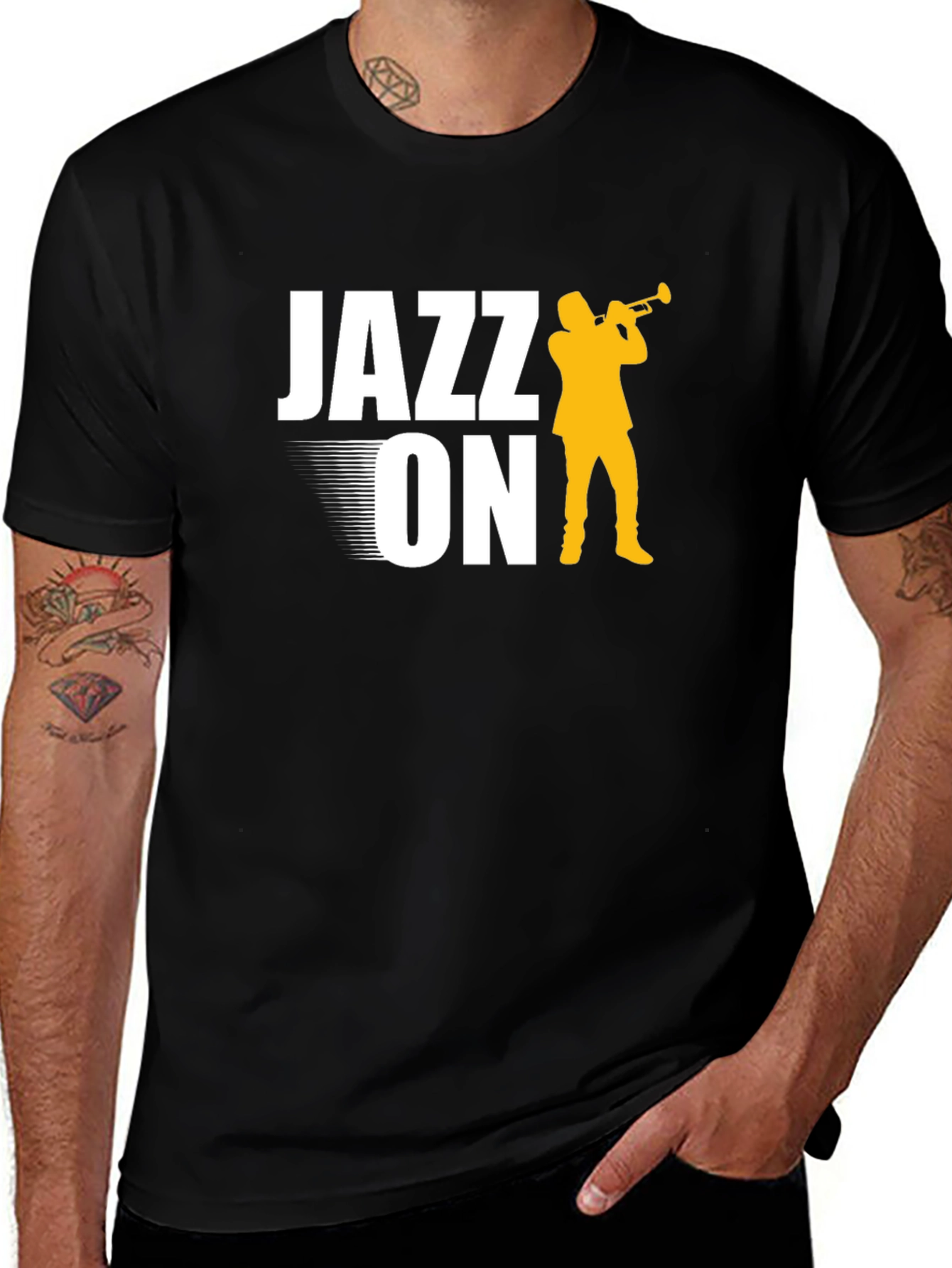 Variant 4 of Jazz On Graphic Tee - Black Cotton T-Shirt
