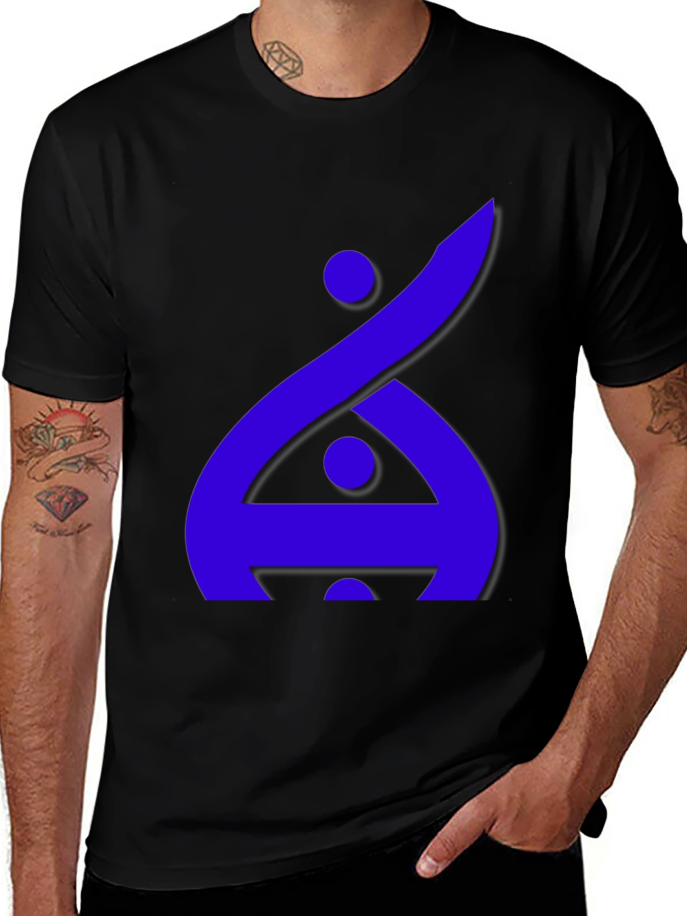 Variant 21 of Modern Graphic Tee - Blue Abstract Design on Black