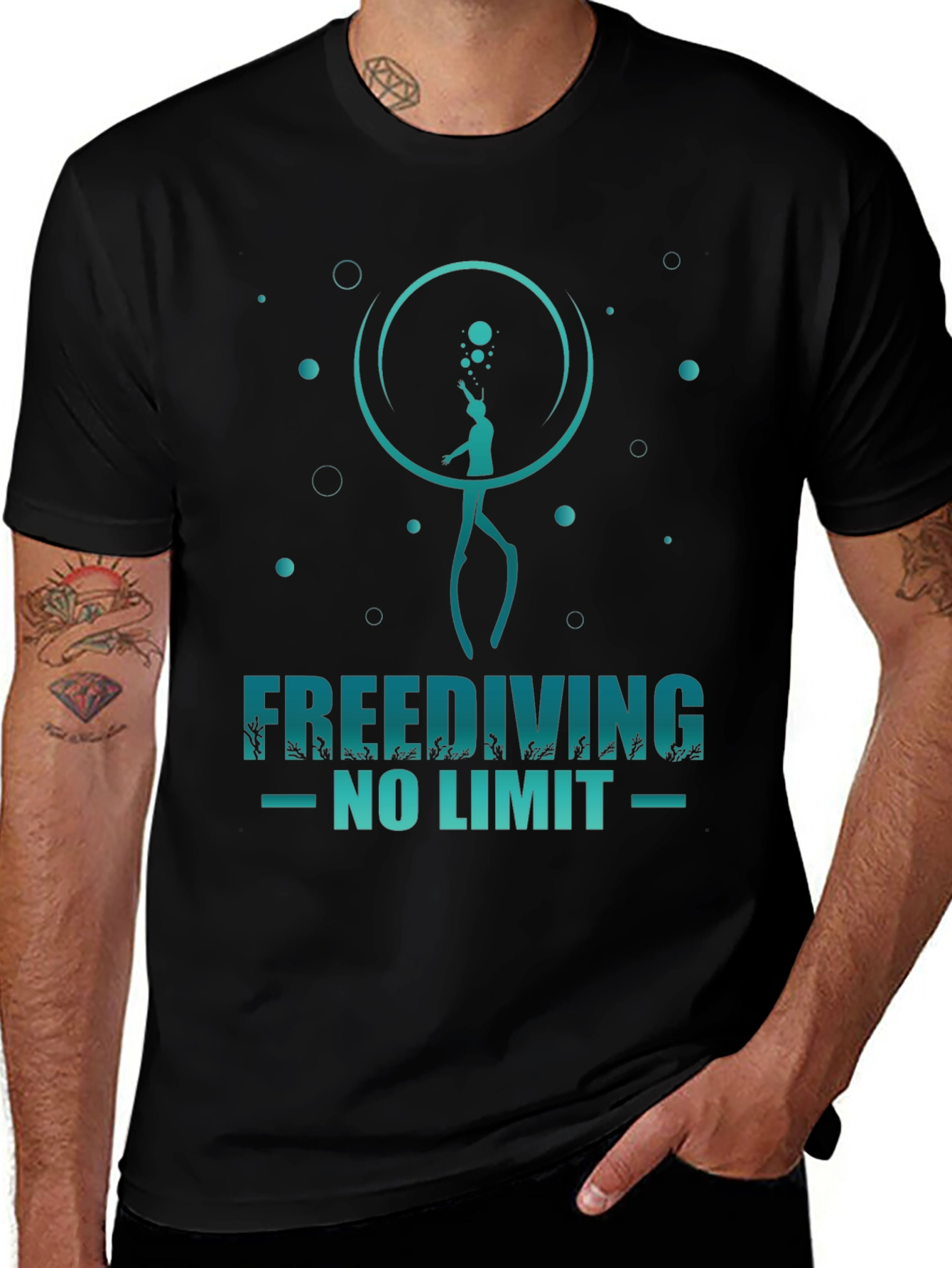 Variant 20 of Freediving No Limit T-Shirt - Diver Graphic Tee